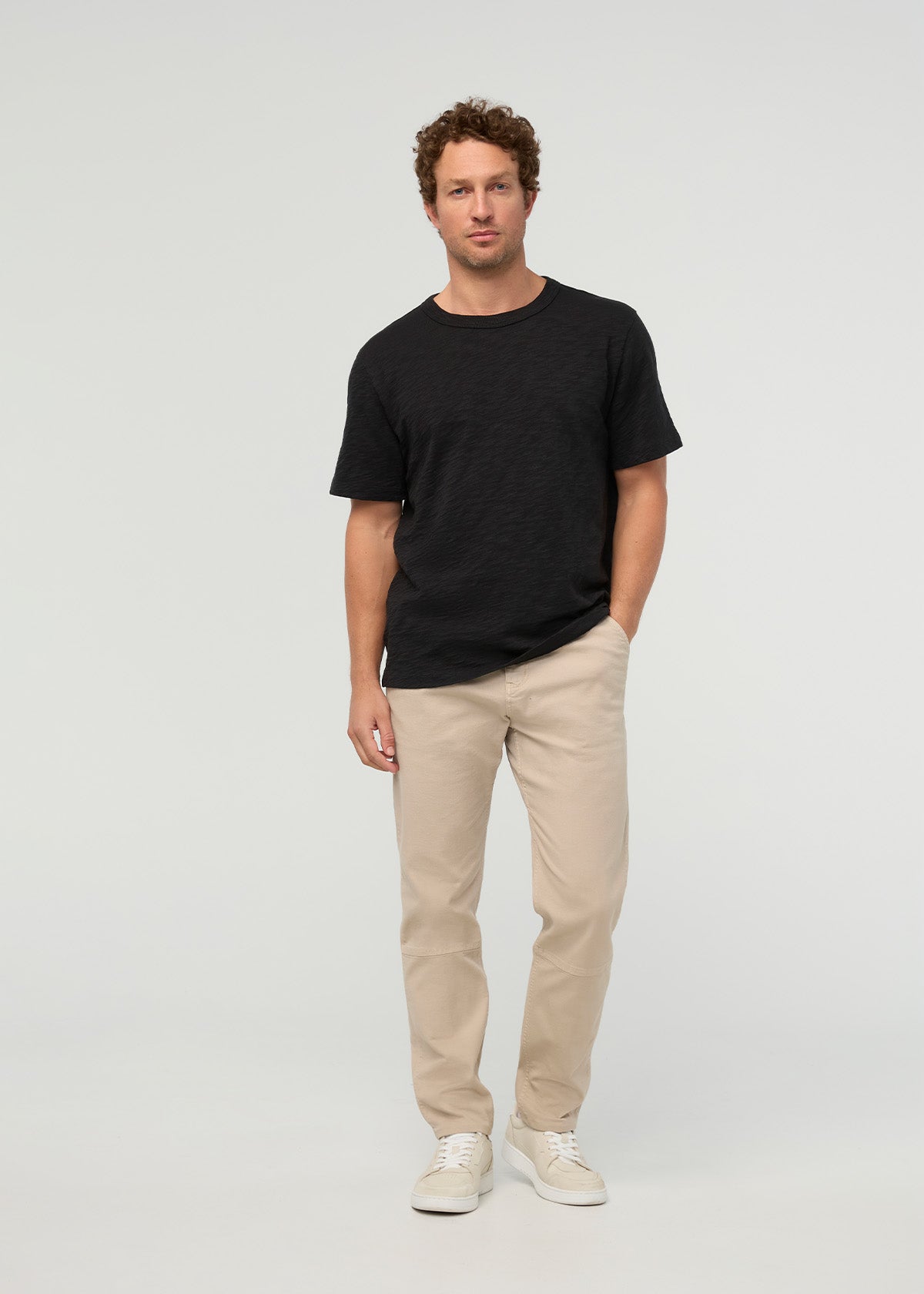 Men's Black Midweight Slub Jersey Tee full body
