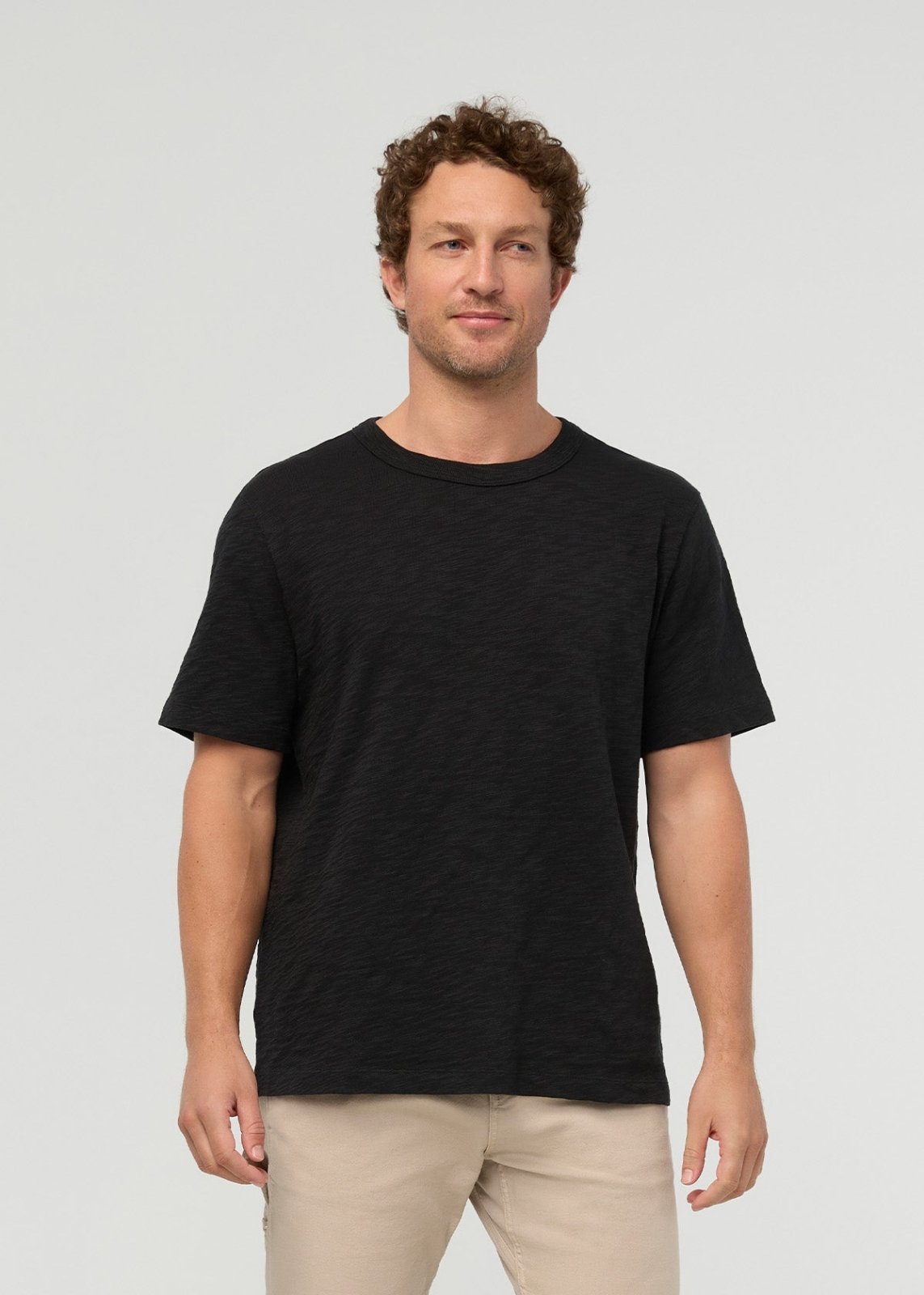 Men's Black Midweight Slub Jersey Tee front