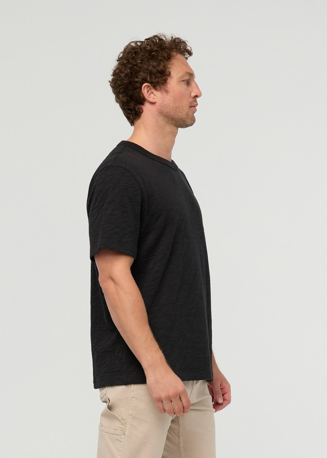 Men's Black Midweight Slub Jersey Tee side