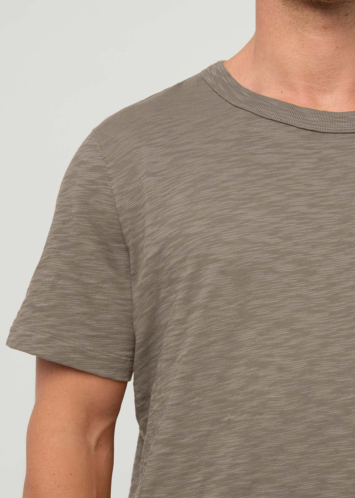 Men's Brown Midweight Slub Jersey Tee front detail