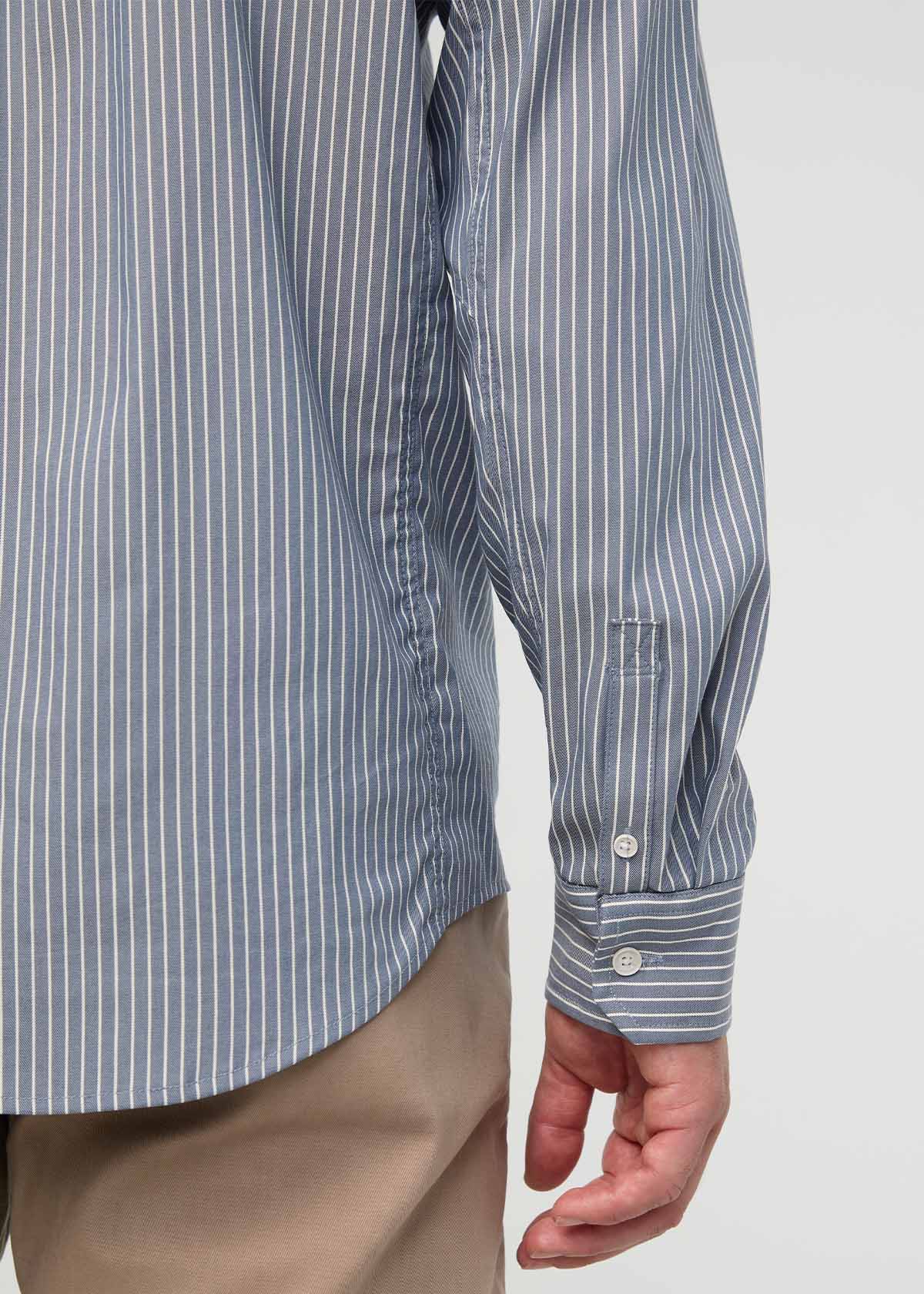 Men's Slate Blue Fine Stripe Twill One Pocket Shirt arm detail