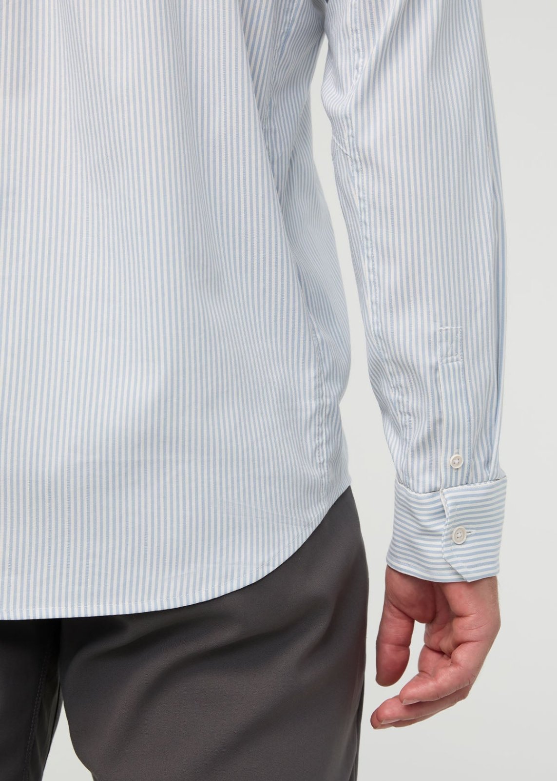 Men's Blue Stripe Twill One Pocket Shirt arm detail