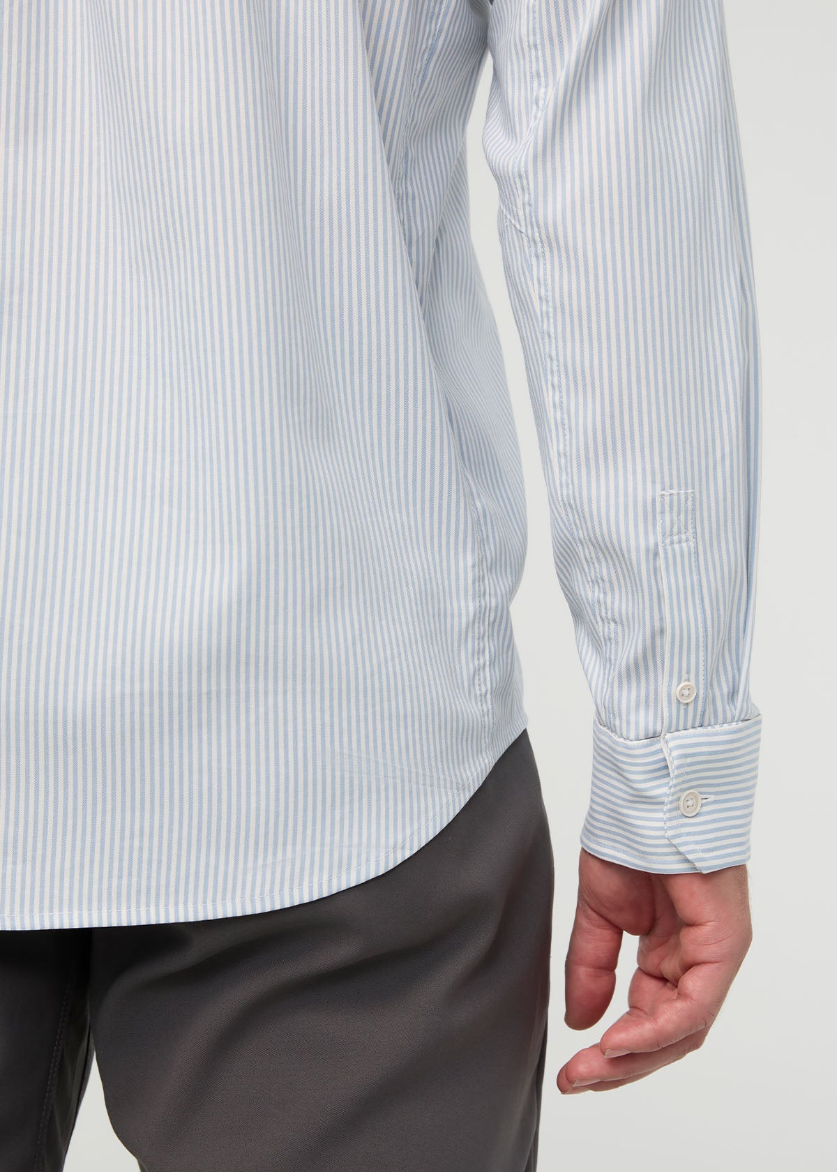 Men's Blue Stripe Twill One Pocket Shirt arm detail
