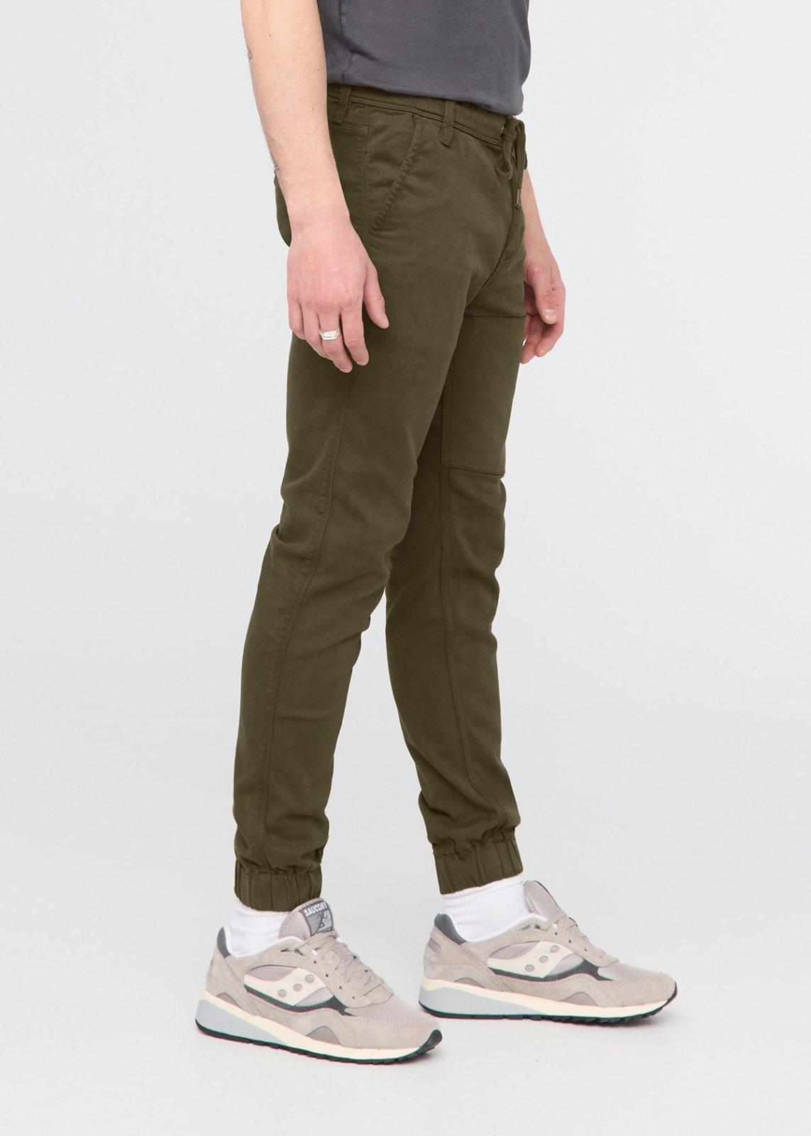 mens army green athletic jogger side