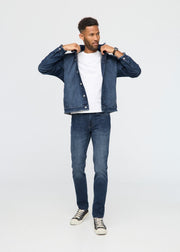 mens medium wash slim fit stretch jeans full body