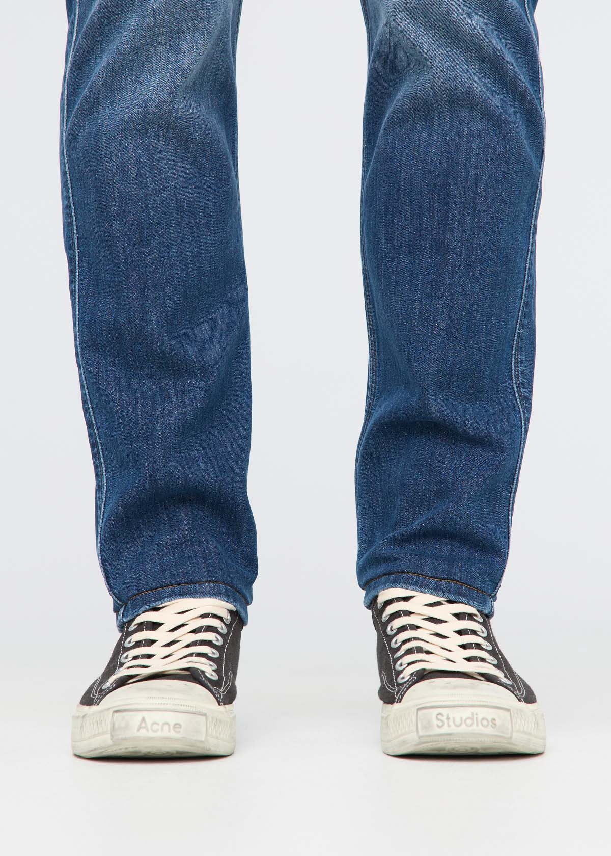 mens medium wash slim fit stretch jeans cuff