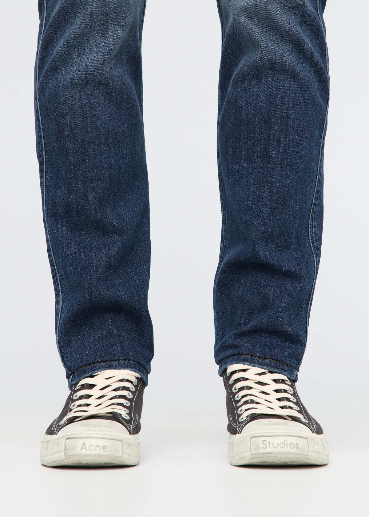 mens medium wash slim fit stretch jeans ankle cuff