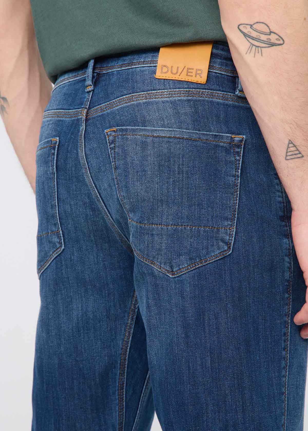 mens blue athletic straight fit stretch jeans back pocket