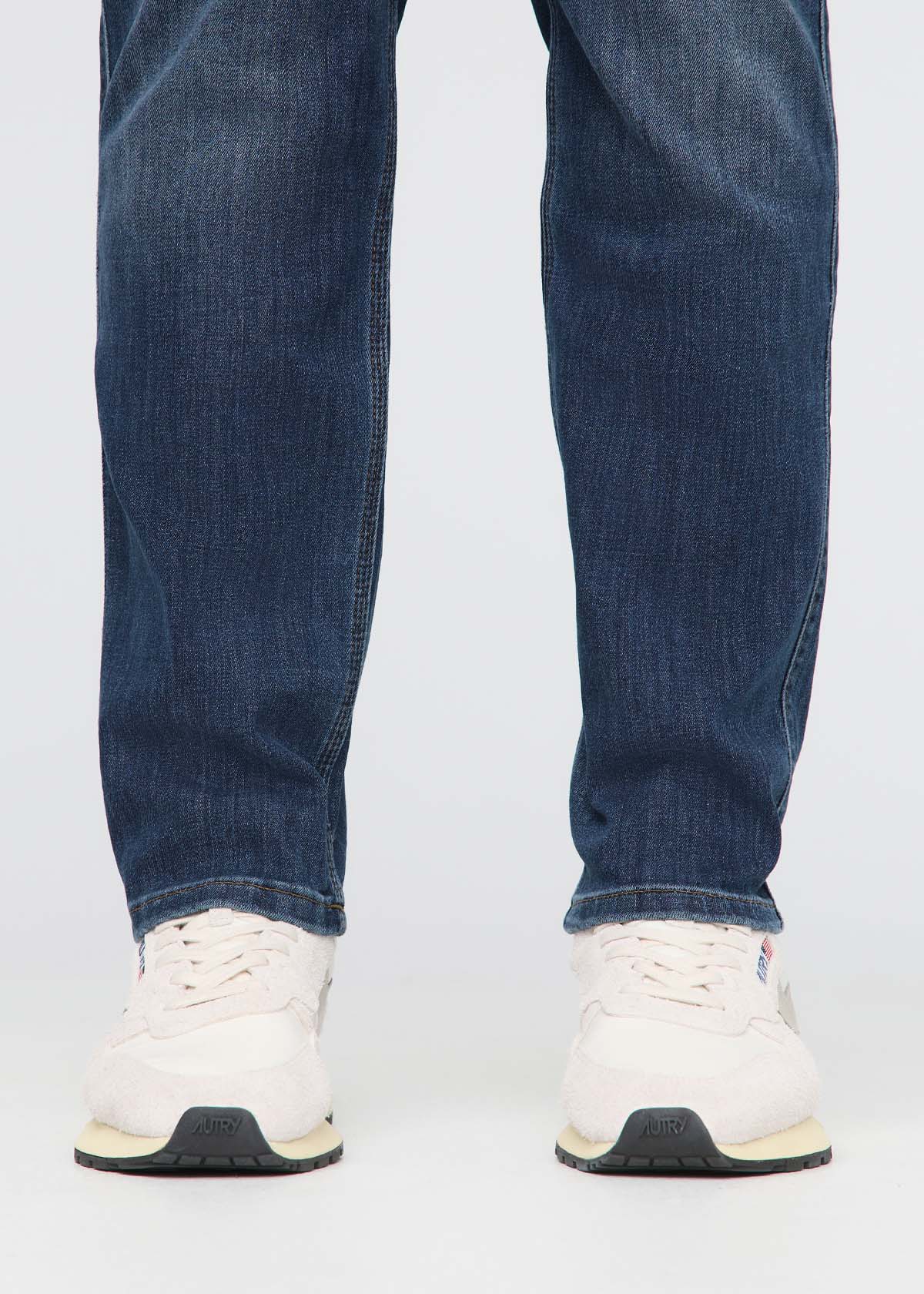 mens blue athletic straight fit stretch jeans ankle cuff