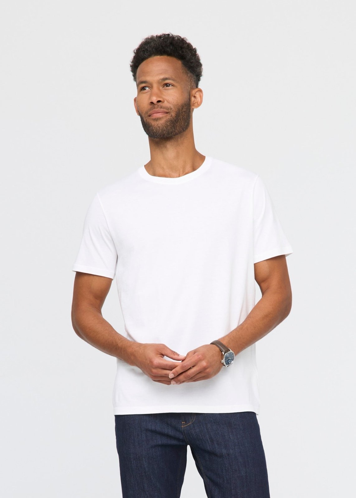 mens 100% Pima cotton white t-shirt front