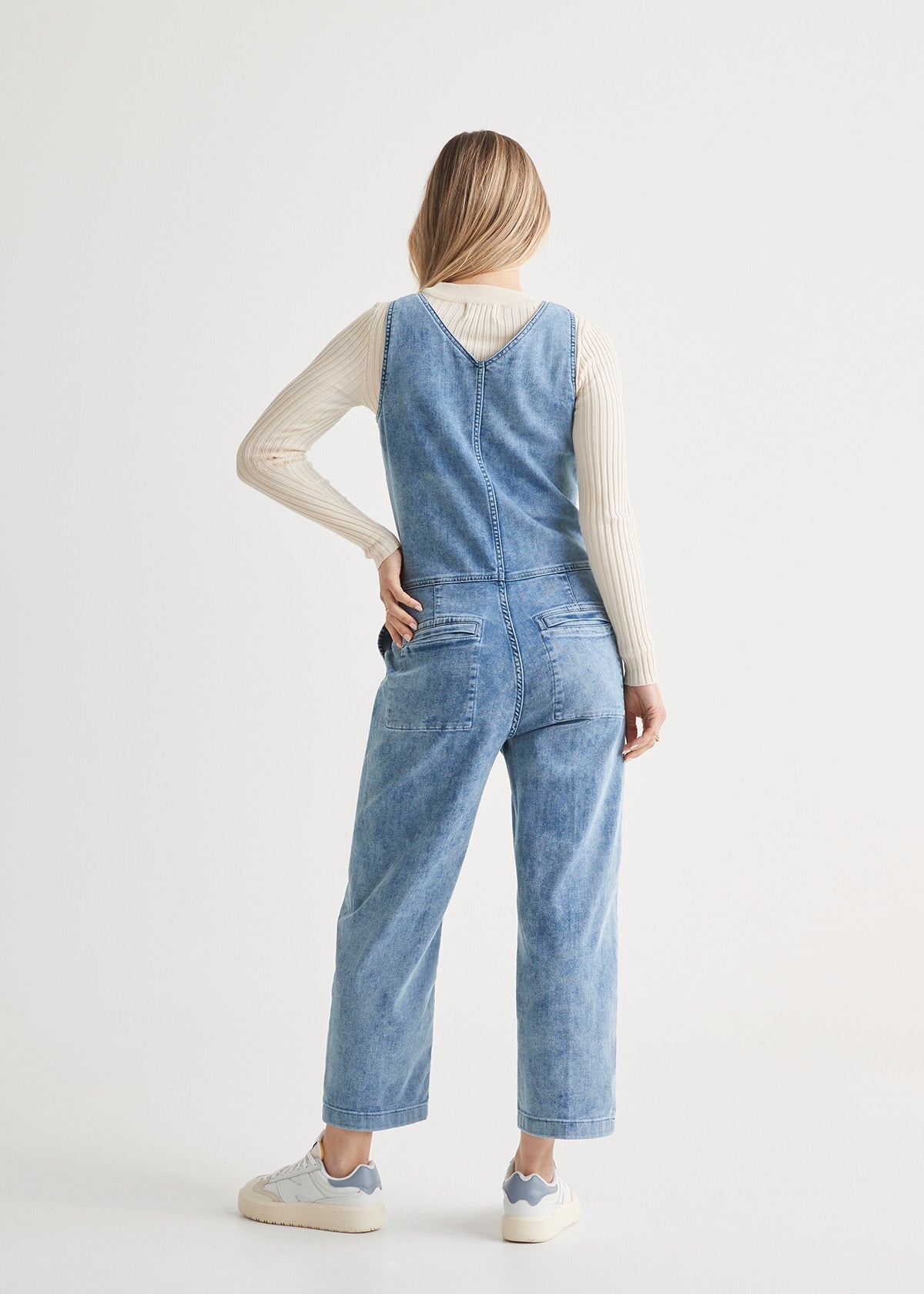 Female denim store overalls