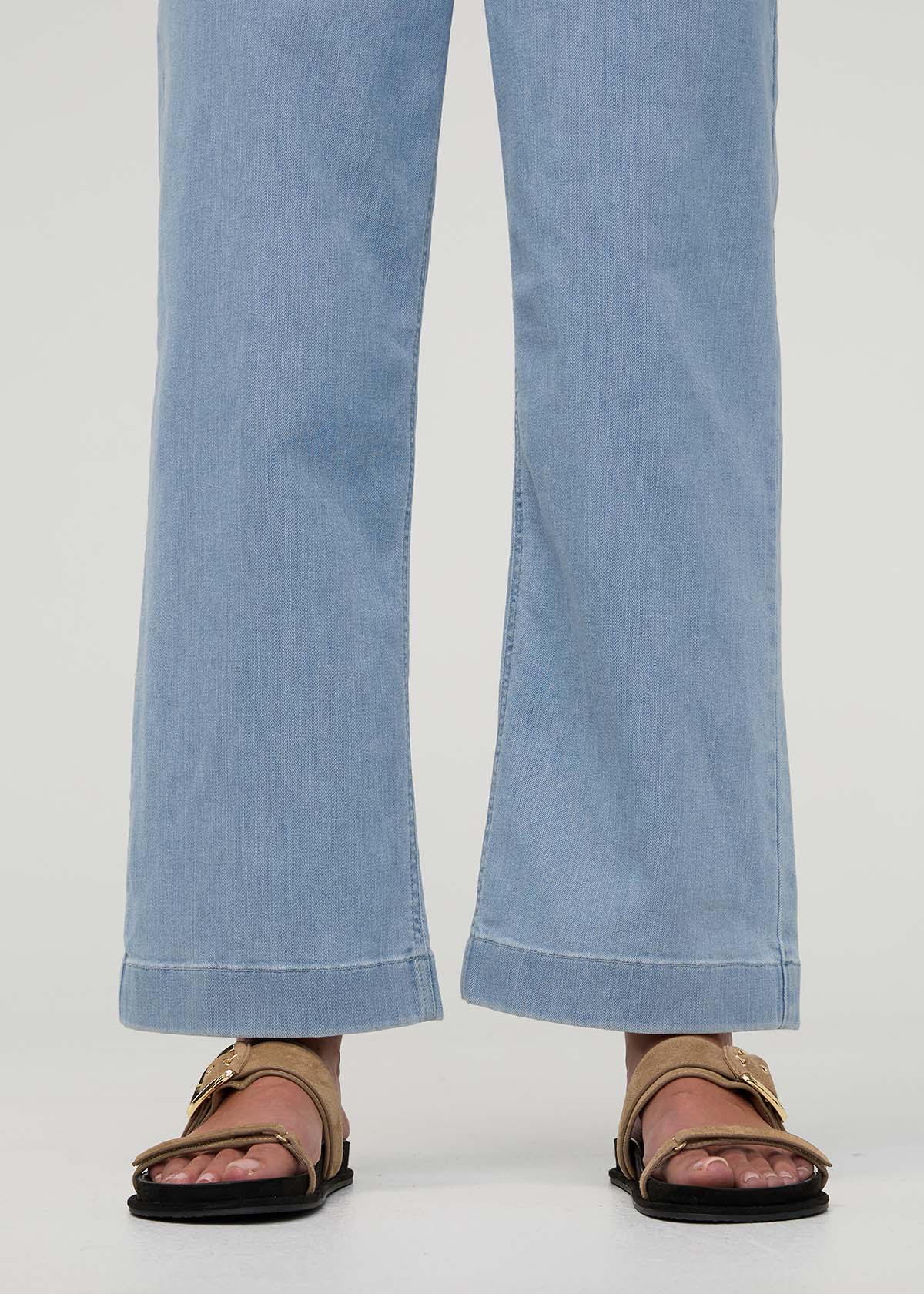 Women's Desert Blue Short Sleeve Denim Jumpsuit Ankle