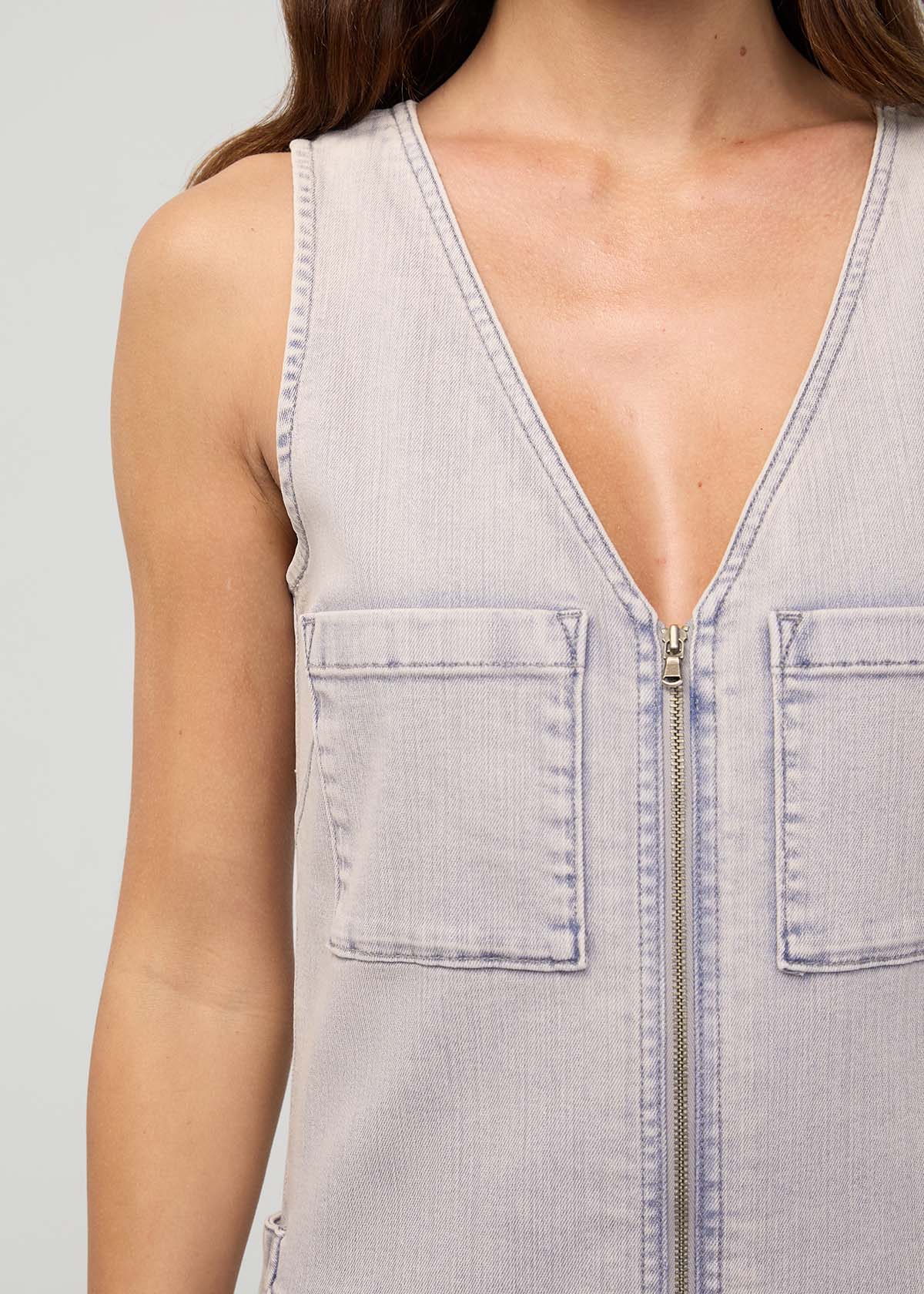 Women's Quartz Fade Stretch Denim Jumpsuit front detail