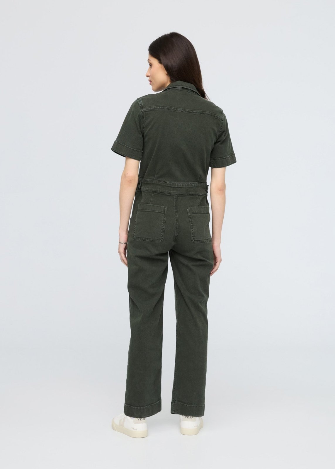 womens peat stretch twill boiler suit back