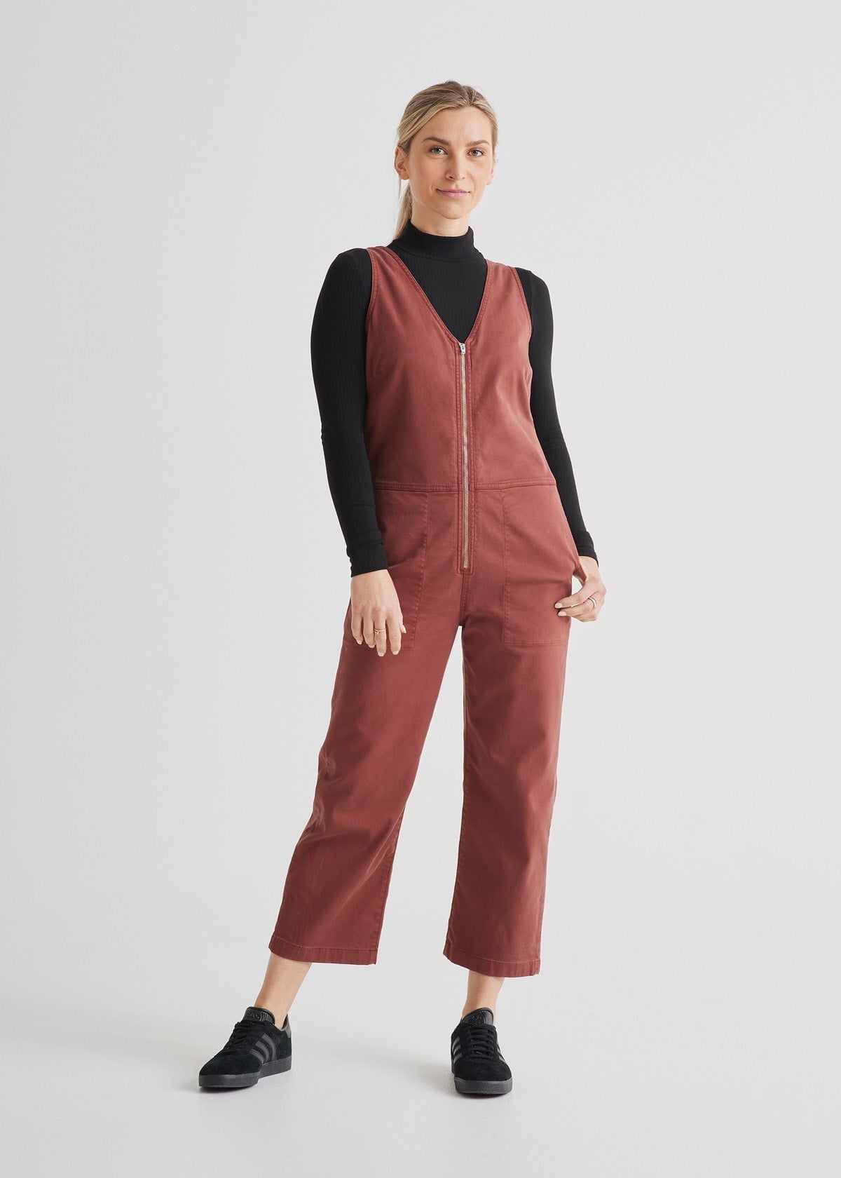 women's copper Live free jumpsuit full body front 