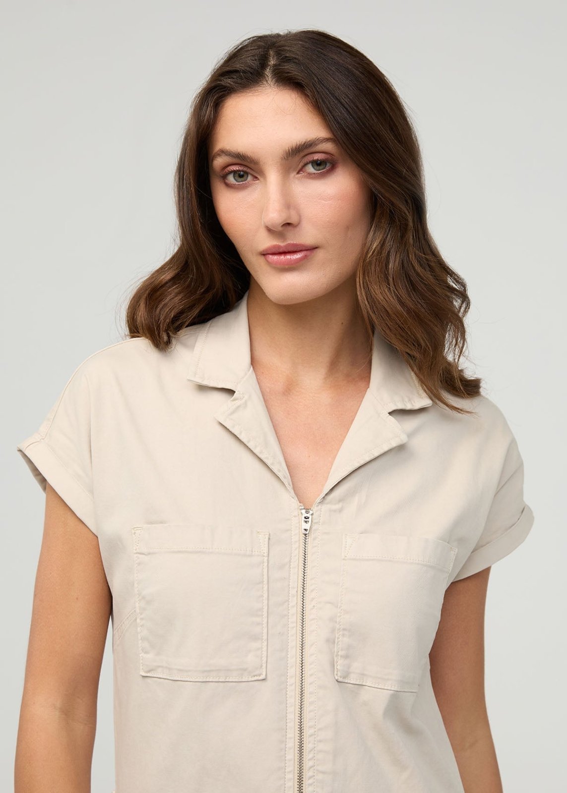 Women's Sandstone Light Stretch Twill Boiler Suit front