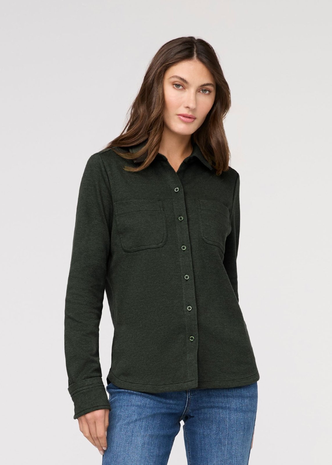 Women's Heather Peat Flannel Button Down Front