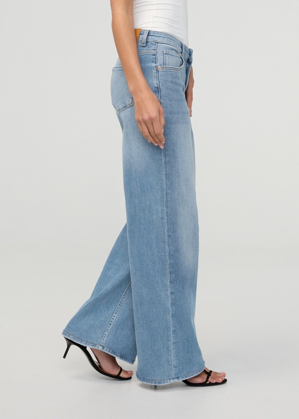 Women's Current Blue Mid Rise Loose Straight Jeans Side