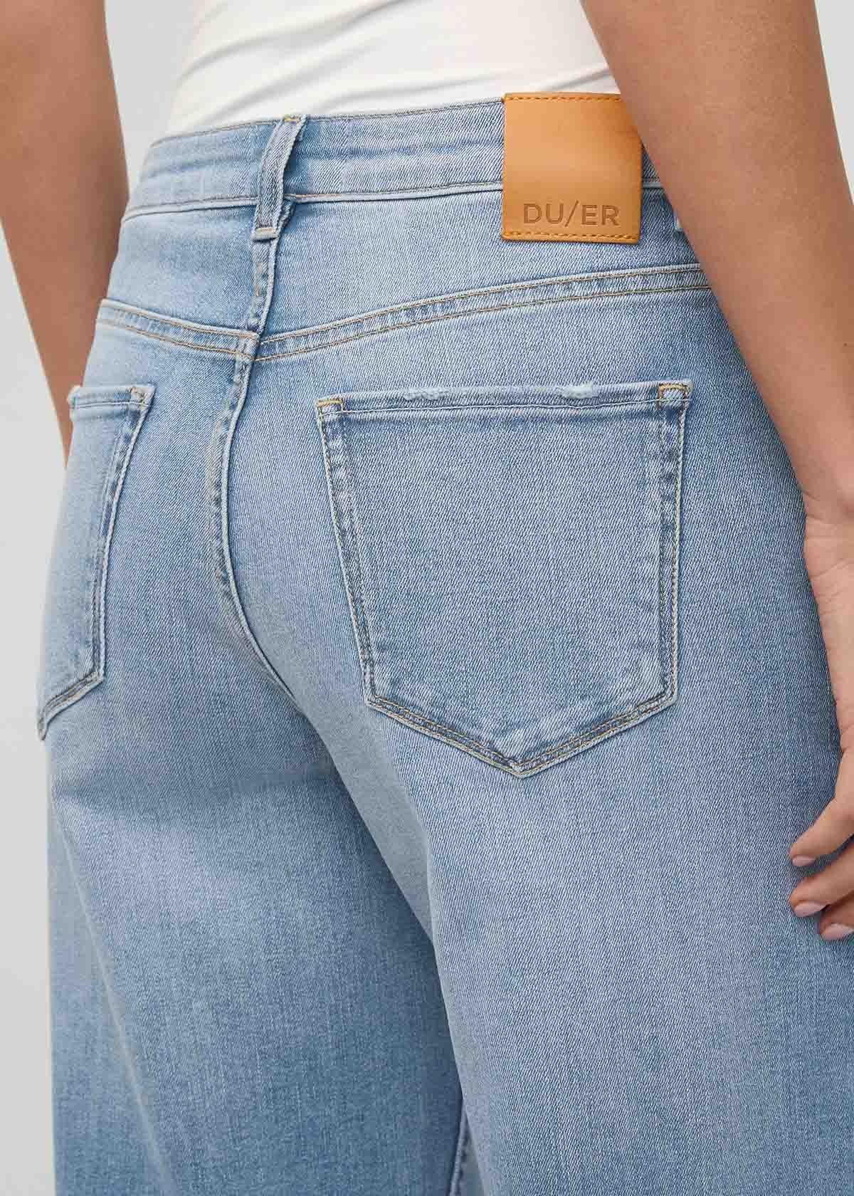 Women's Current Blue Mid Rise Loose Straight Jeans Back Pocket