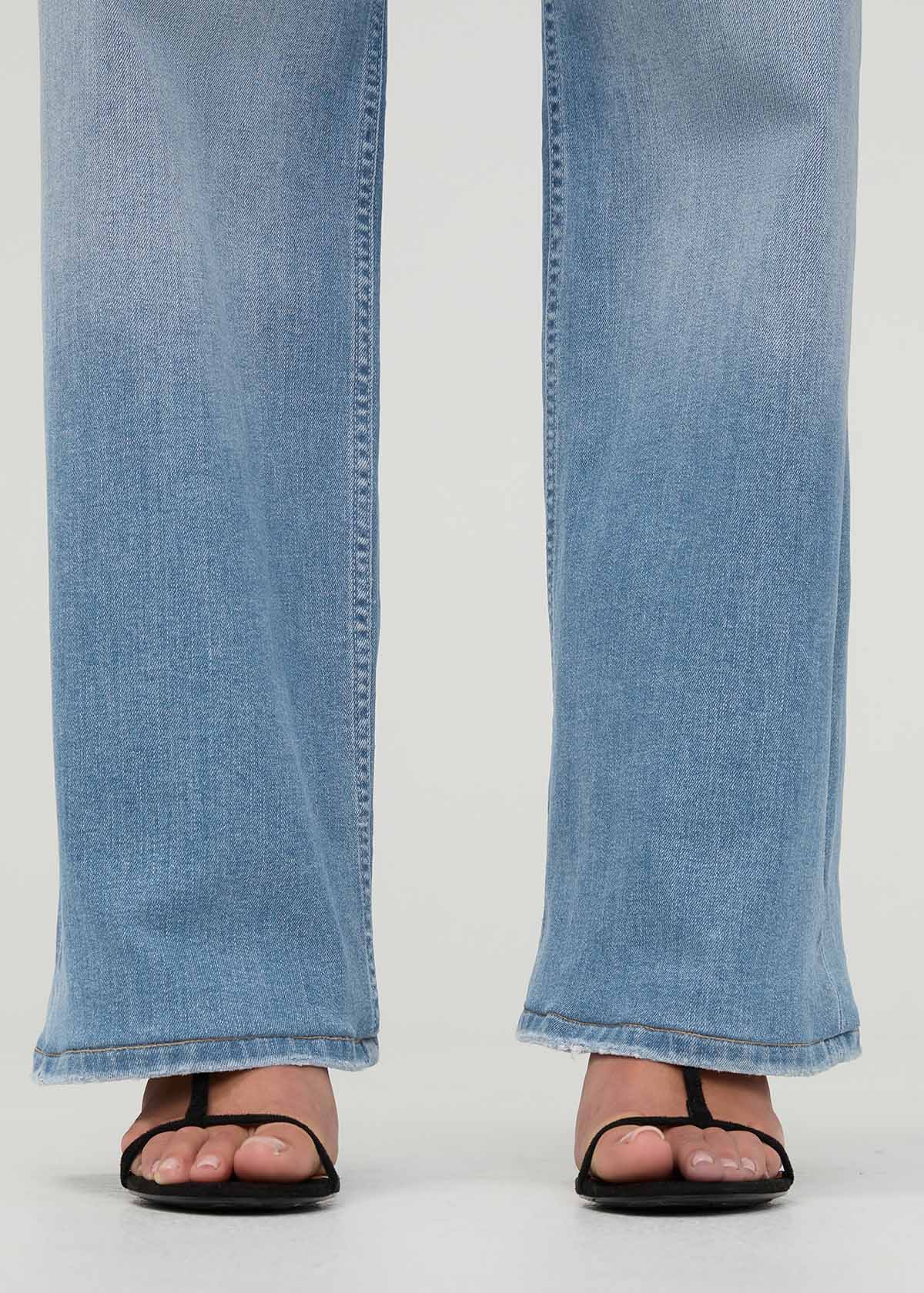 Women's Current Blue Mid Rise Loose Straight Jeans Ankle