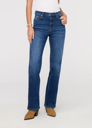 womens blue maize high rise straight jeans front