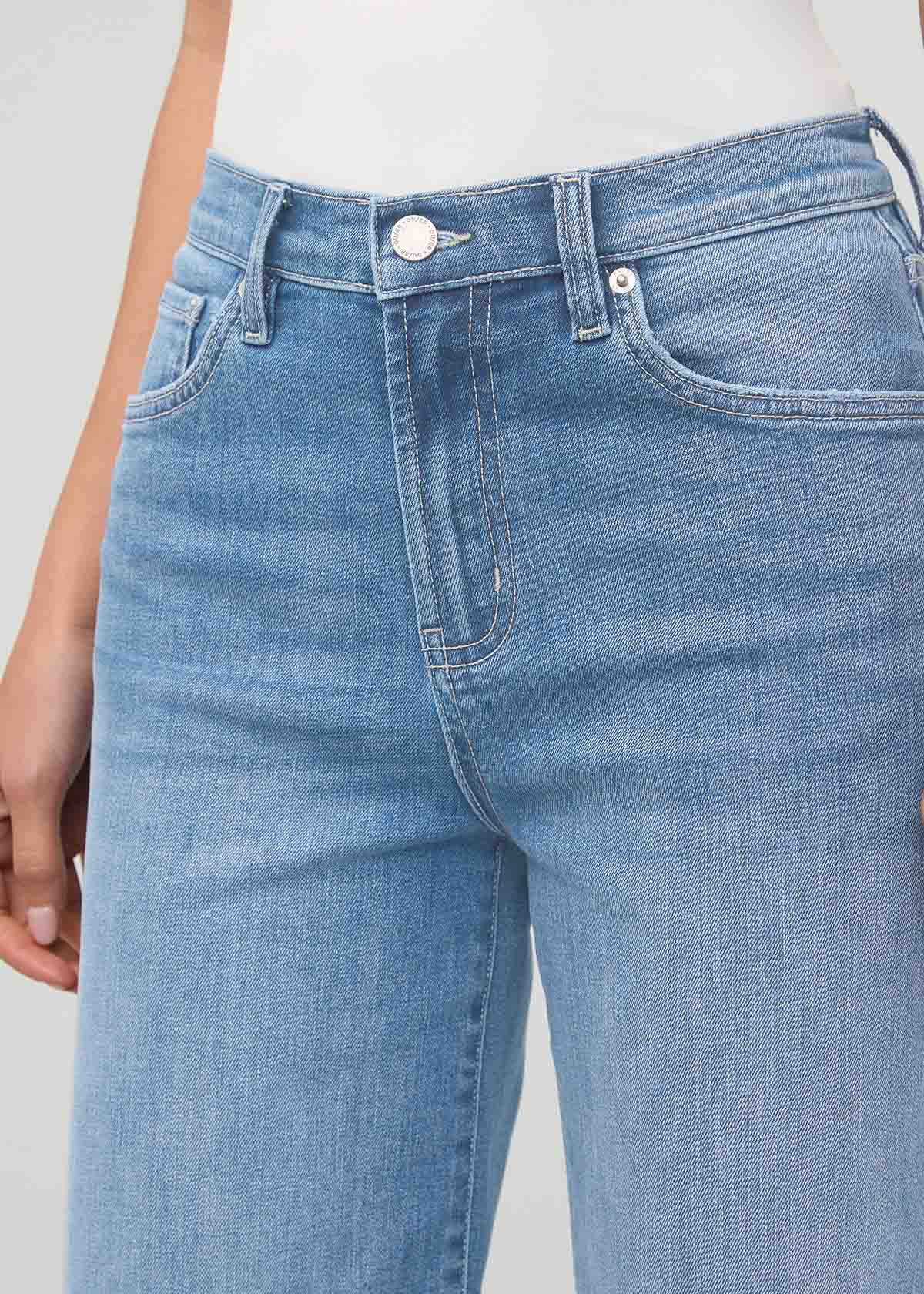 women's vintage seaside high rise straight wide leg jeans waist band detail
