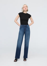 women's moonlight high rise straight jeans full body