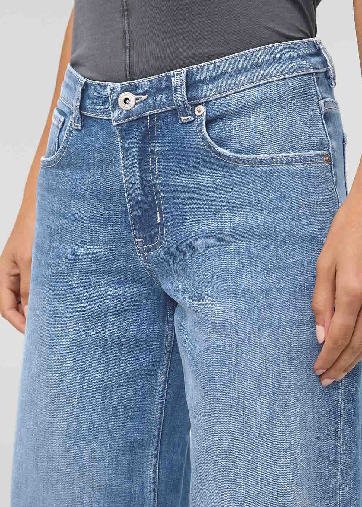 Women's Vintage Seaside Blue Mid Rise Loose Straight Jeans Waist