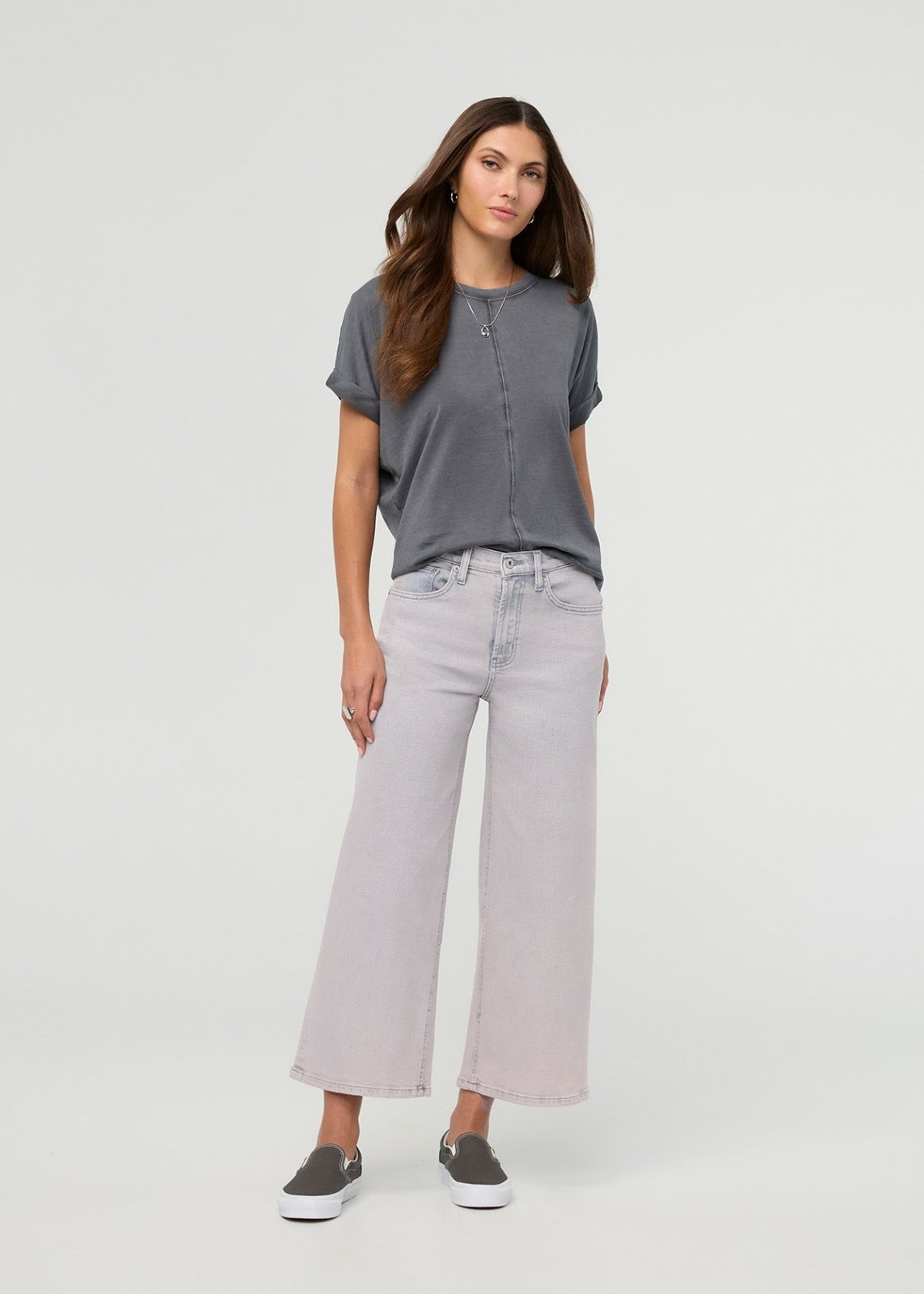 Women's Quartz Fade High Rise Wide Leg Crop Jeans full body