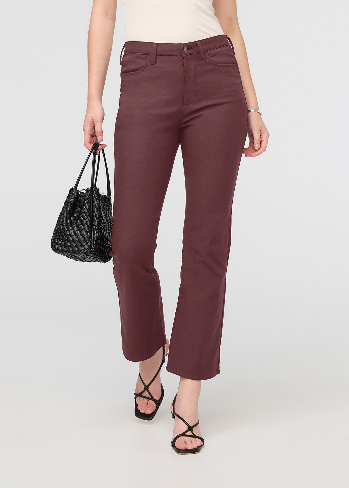 Buy She Stretch Pants Women's Skinny Ankle Trousers (L, MEHROON) at