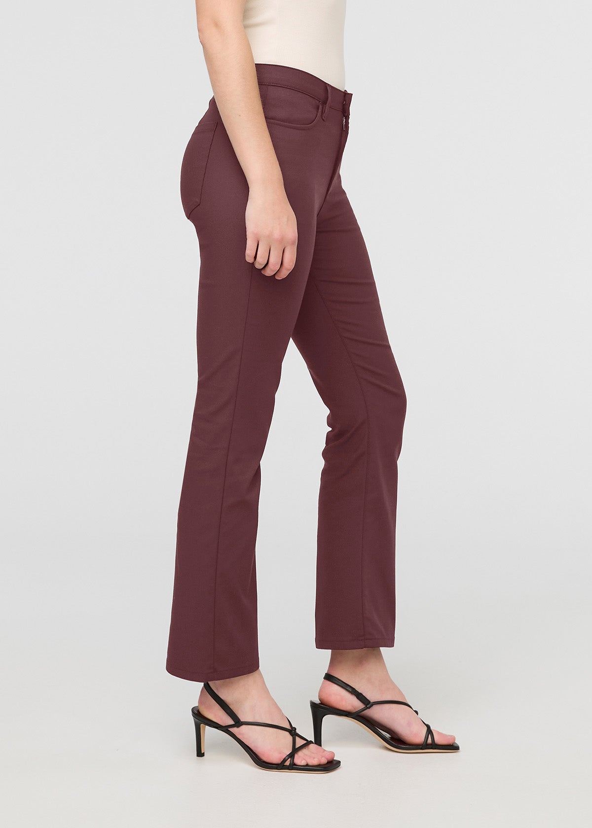womens red crop kick flare pant side