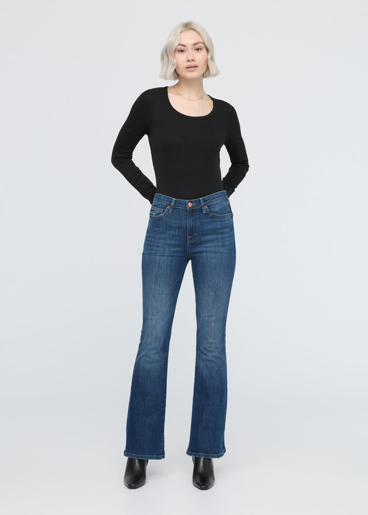 duer Performance Denim High Rise Flare - Worn in Blue