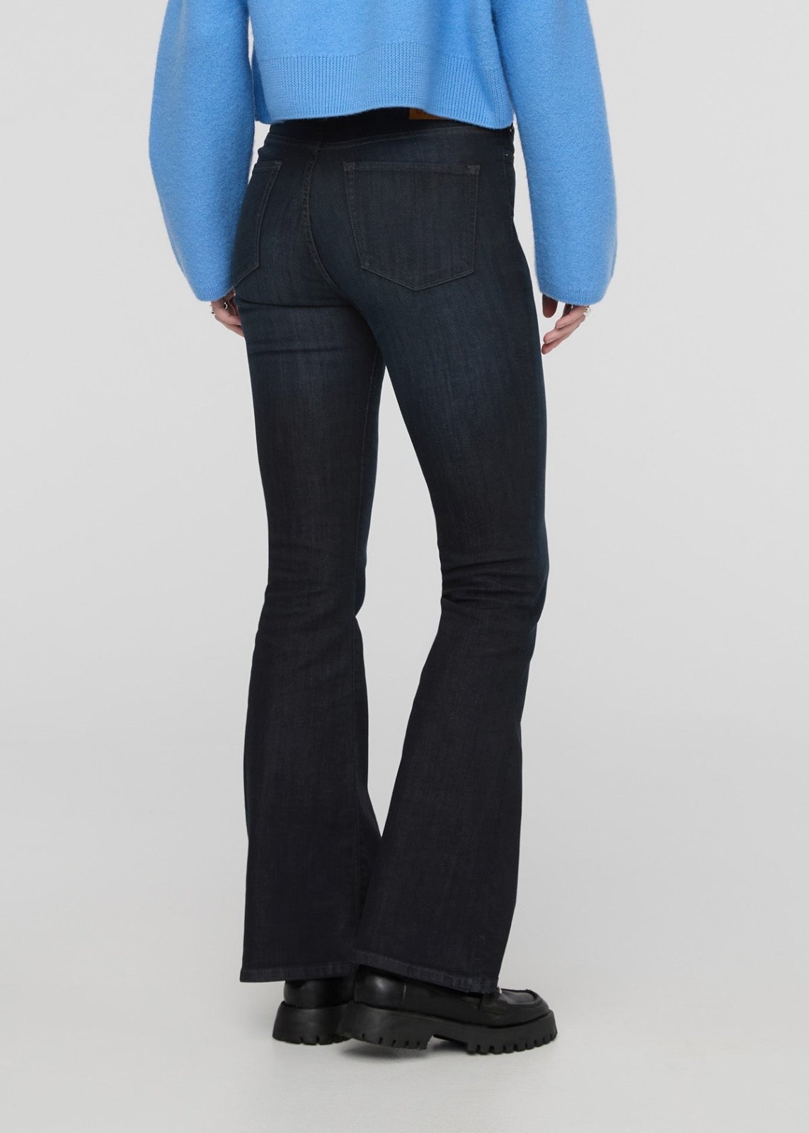 womens carbon stone high rise flare jeans back