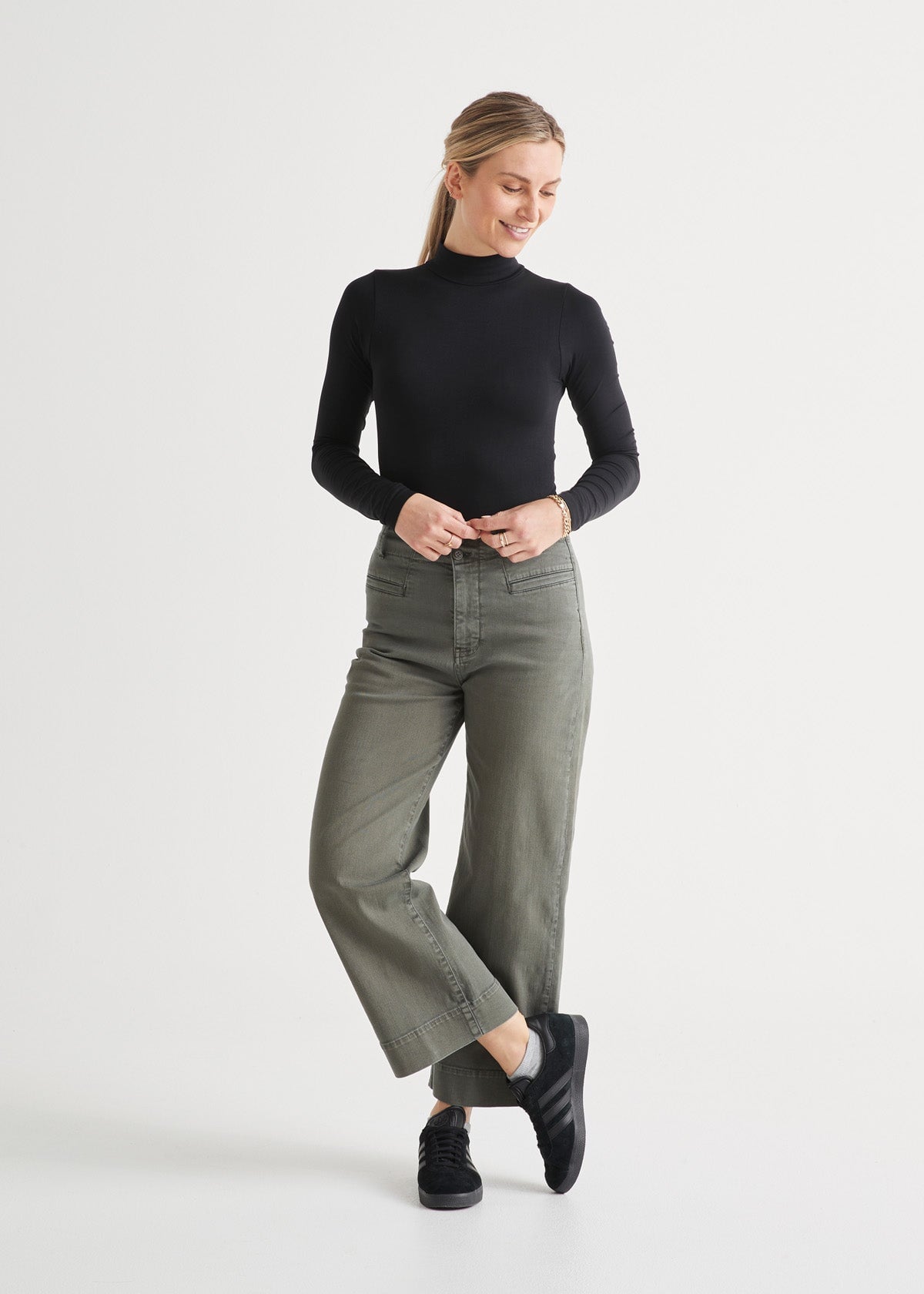 Women's Green High Rise Trouser
