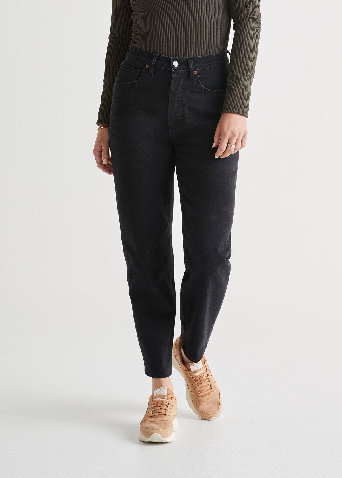 Midweight Denim High Rise Arc (Button Fly) - Aged Black