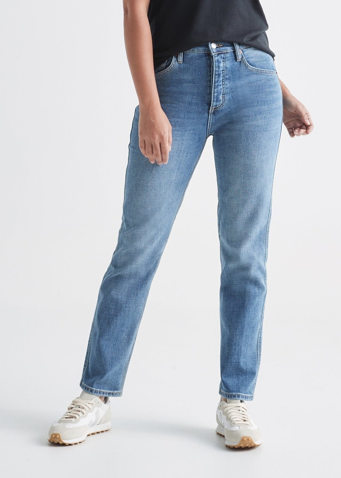 Women's High Rise Straight Stretch Jeans - Main Image