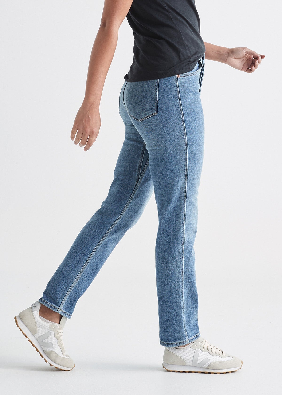 Women's Vintage Blue High Rise Straight Stretch Jeans