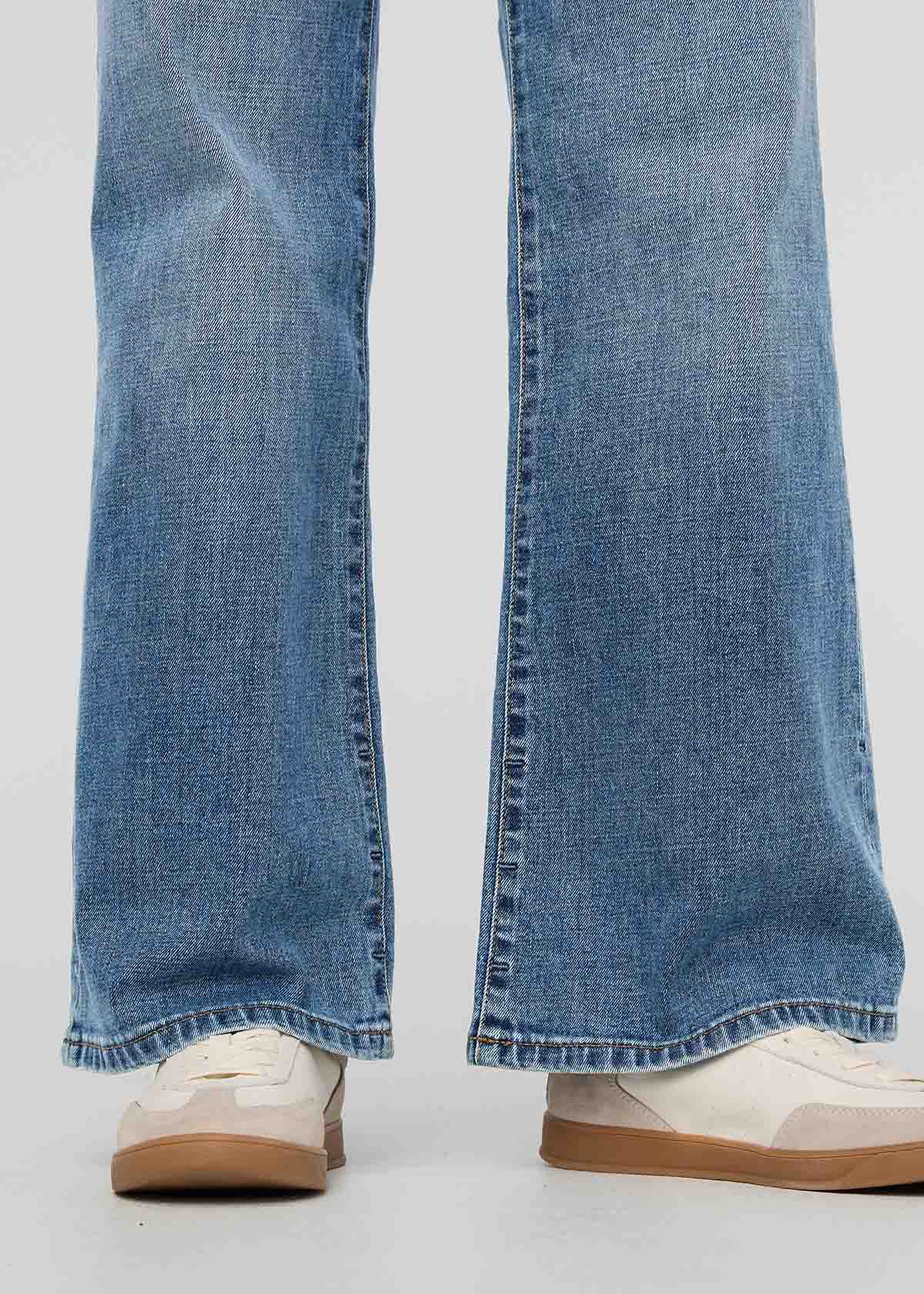 womens high rise wide leg blue jeans inseam