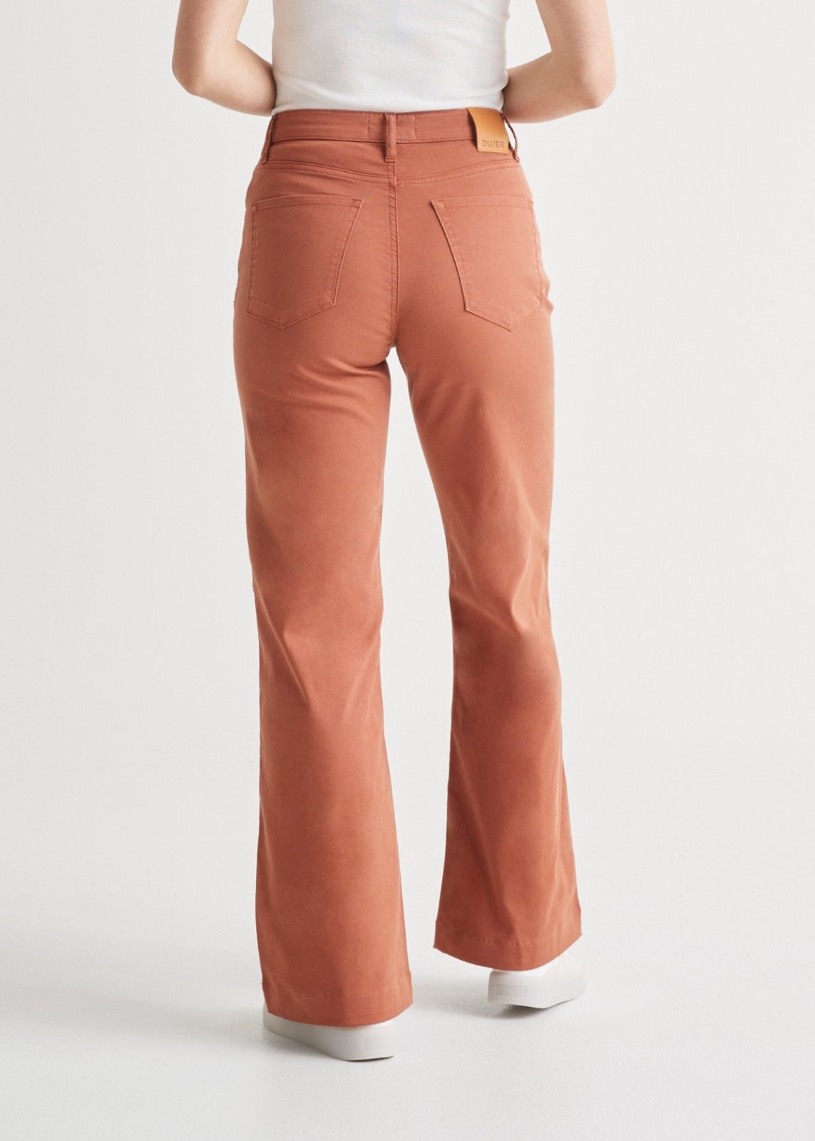 womens high rise rust lightweight wide leg pant back