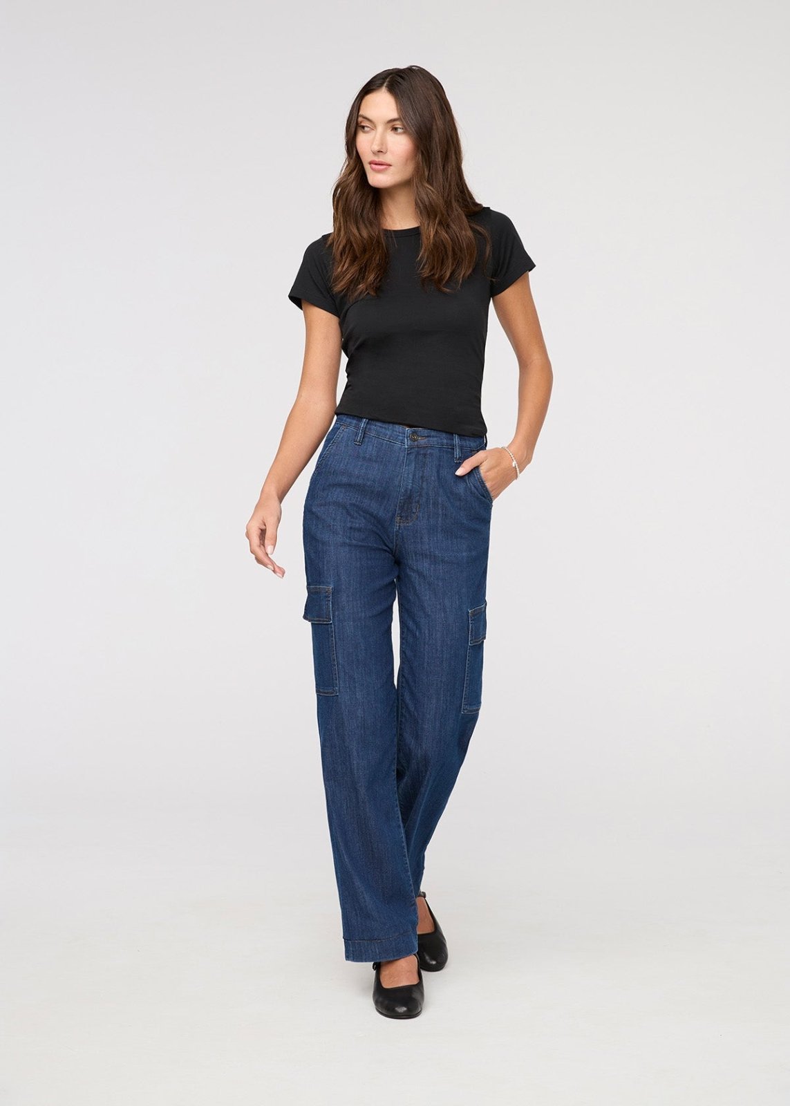 Women's Stargazer Indigo Denim Lite High Rise Cargo Full Body