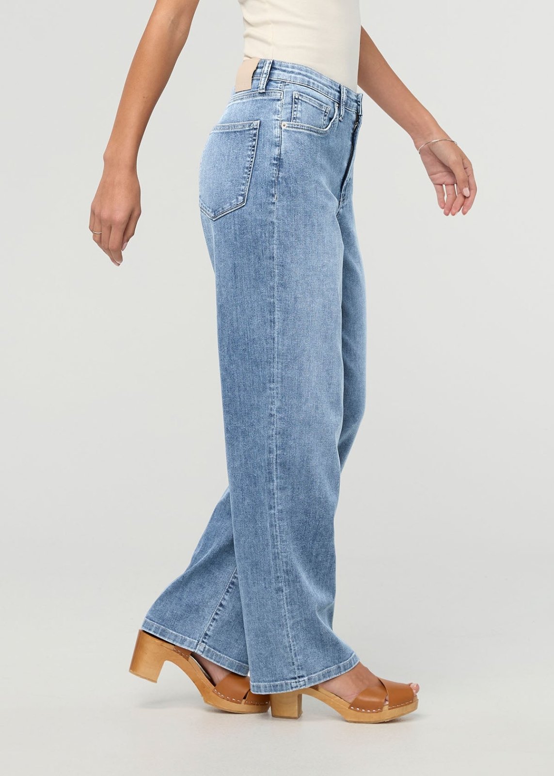Womens Light Stone High Rise Straight Jeans side