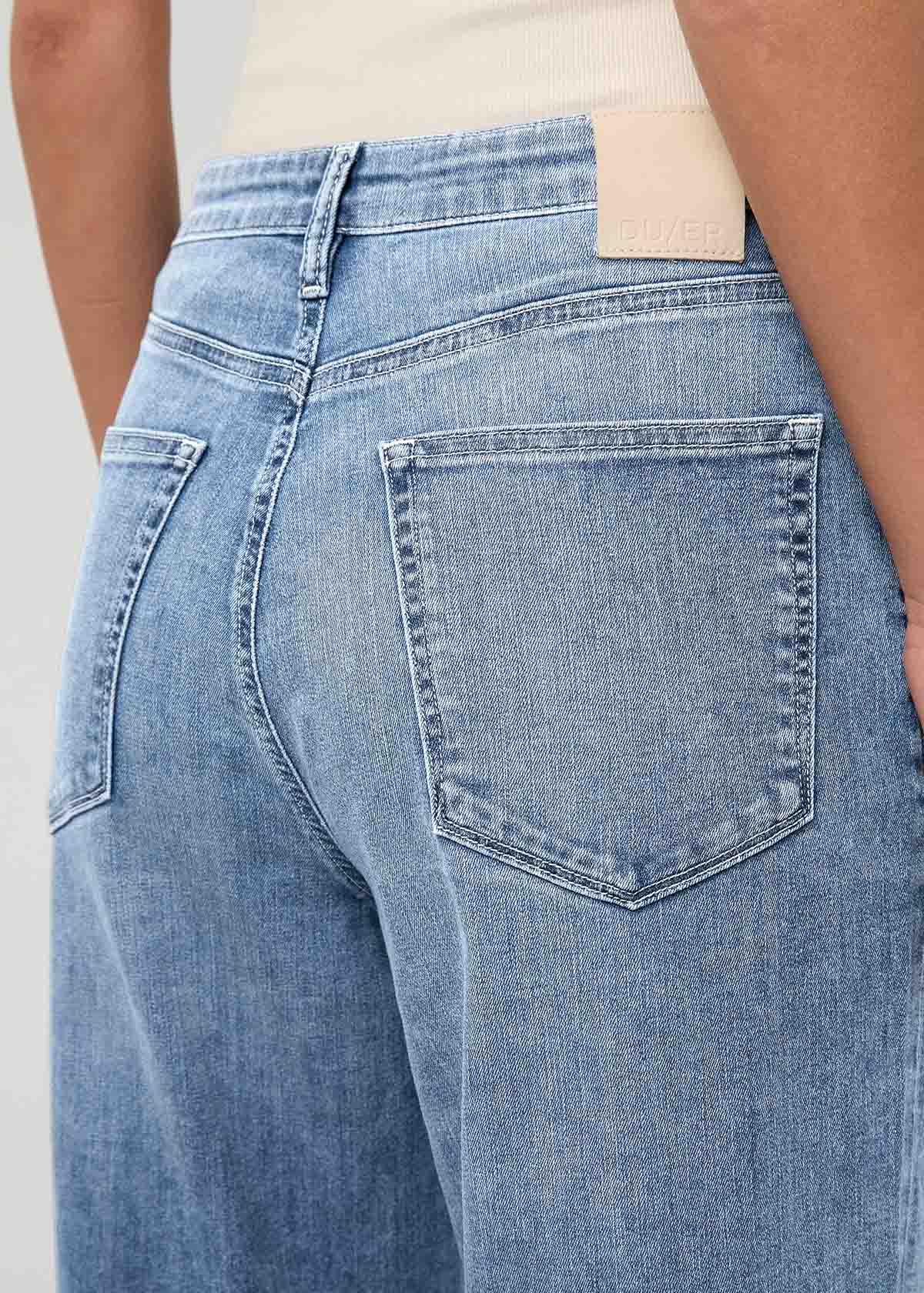 Womens Light Stone High Rise Straight Jeans back waistband