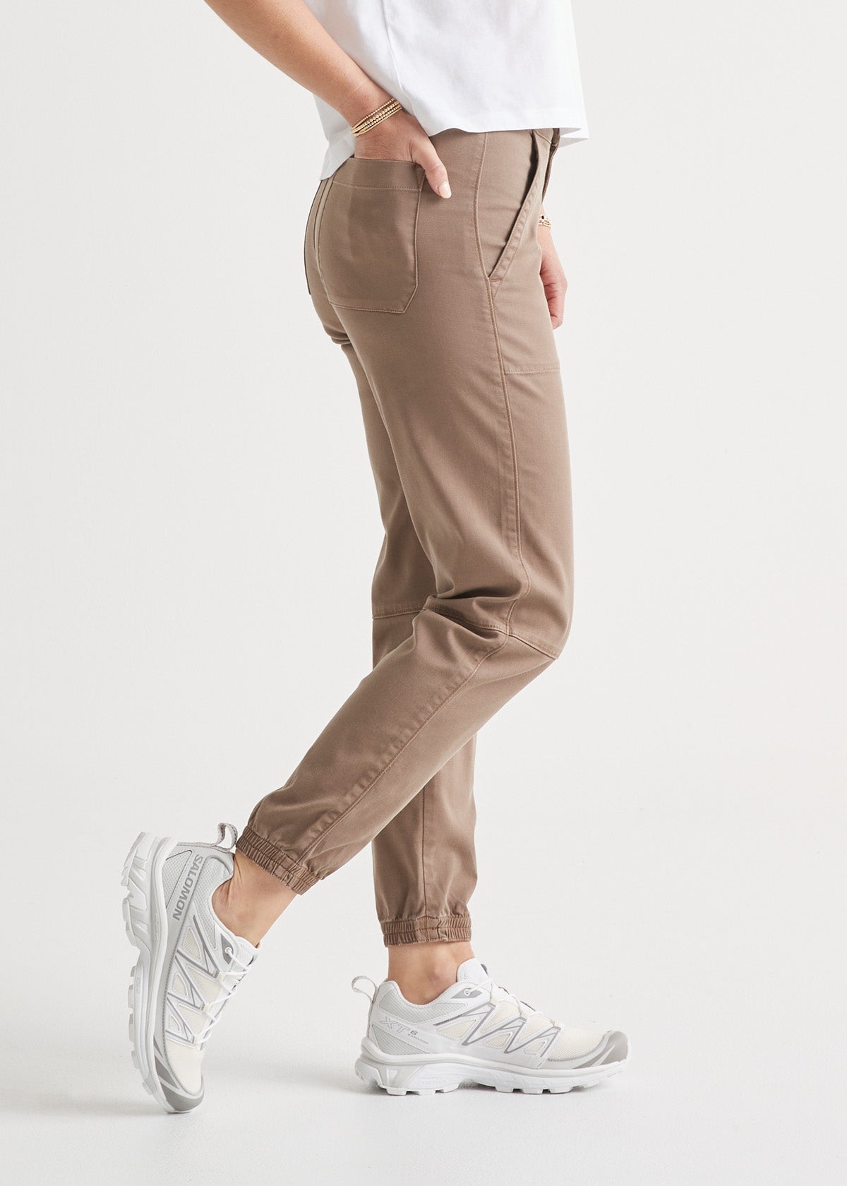 womens high rise brown athletic jogger side
