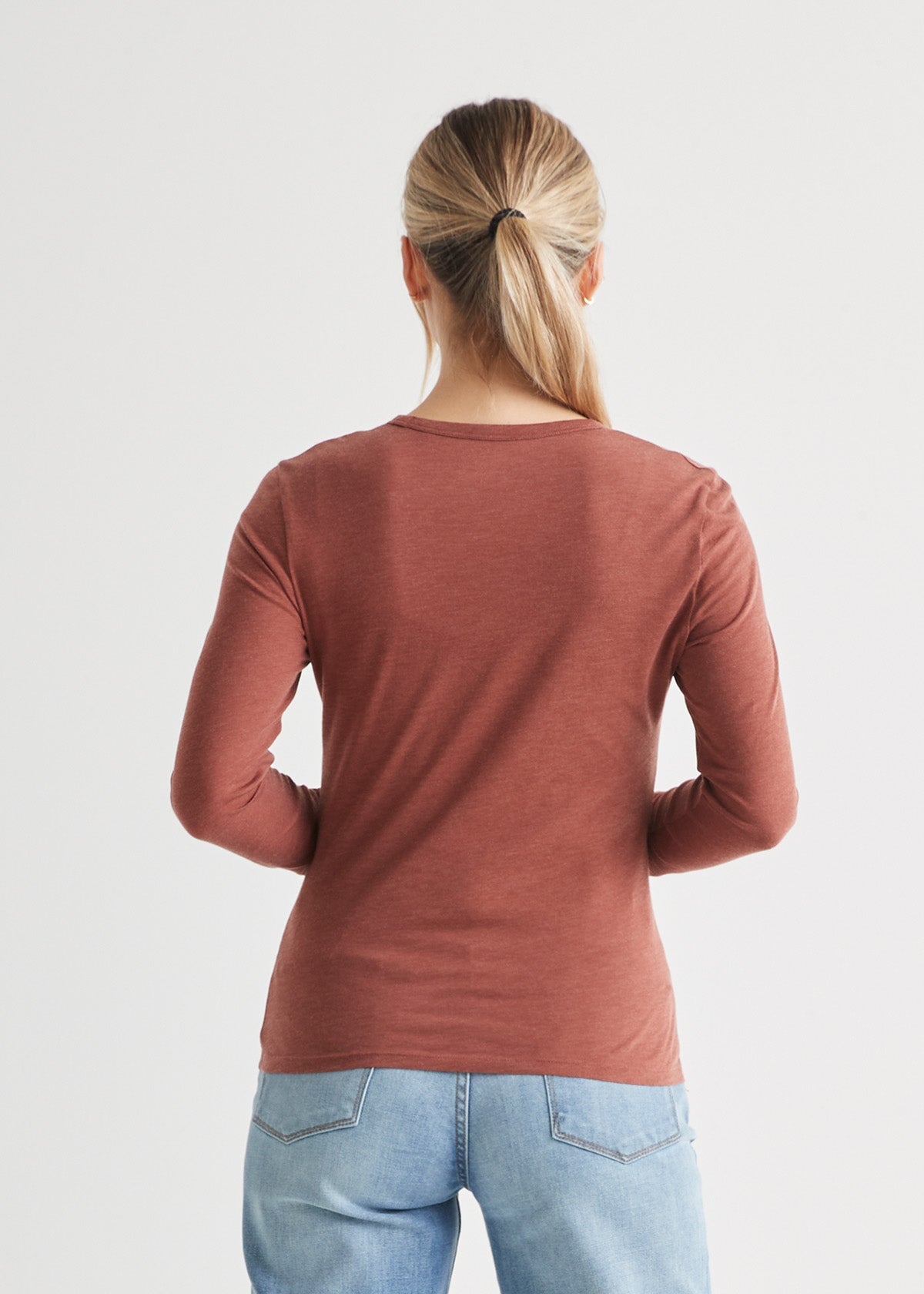 Women's Rust Red Slim Long Sleeve Tee