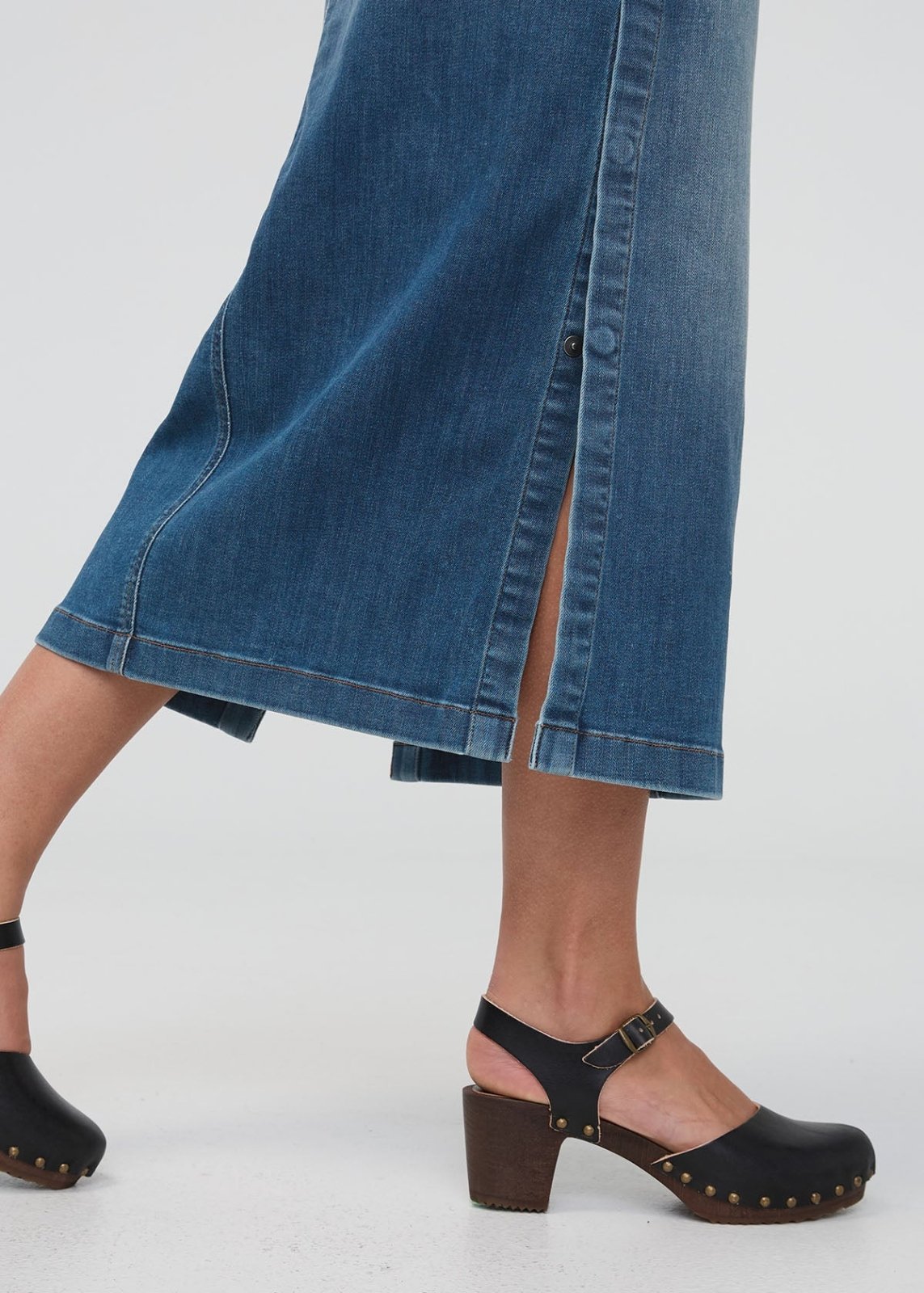 Women's Blue Ash Denim Slit Skirt