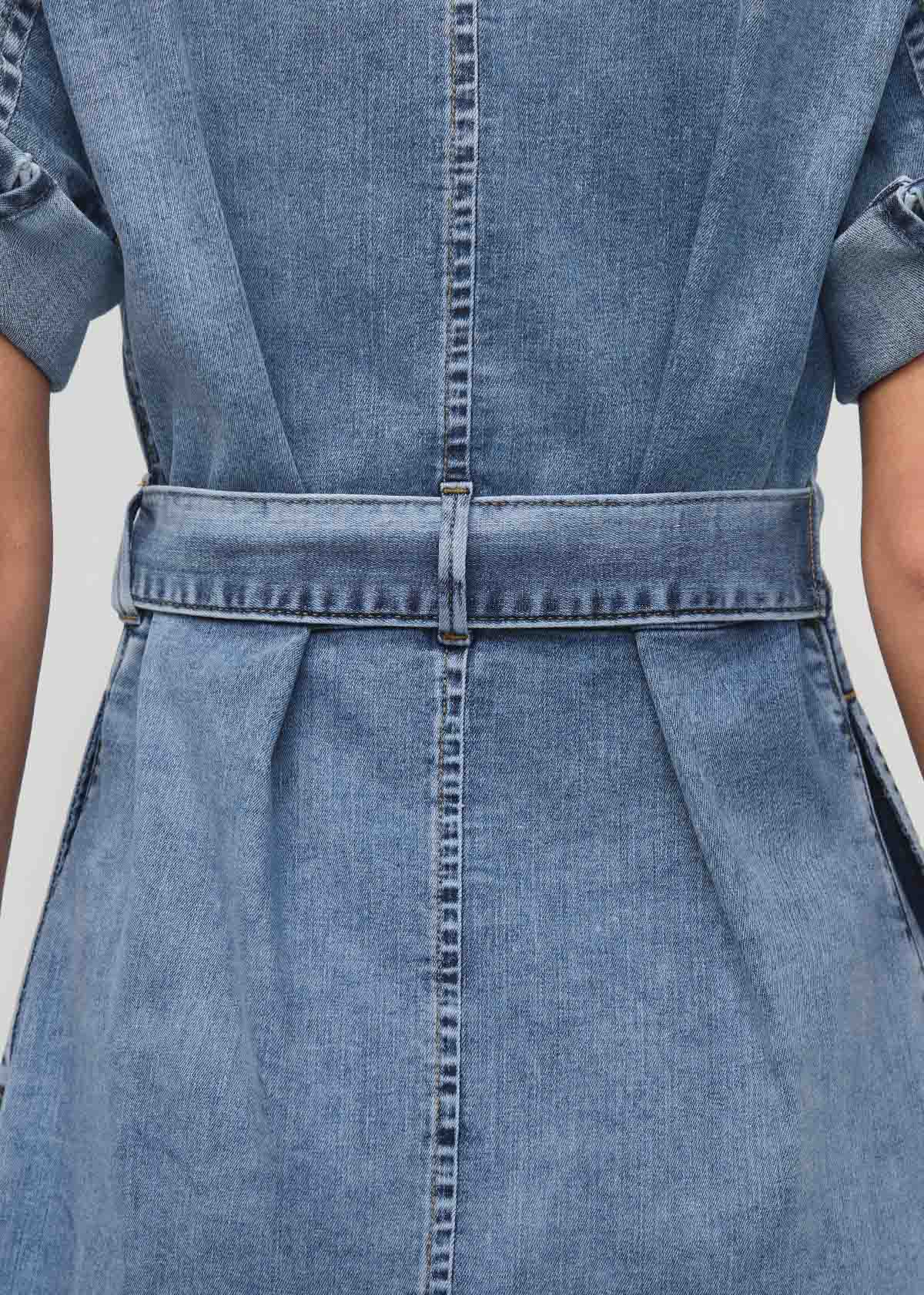 Women's Relaxed Denim Shirt Dress back waistband detail