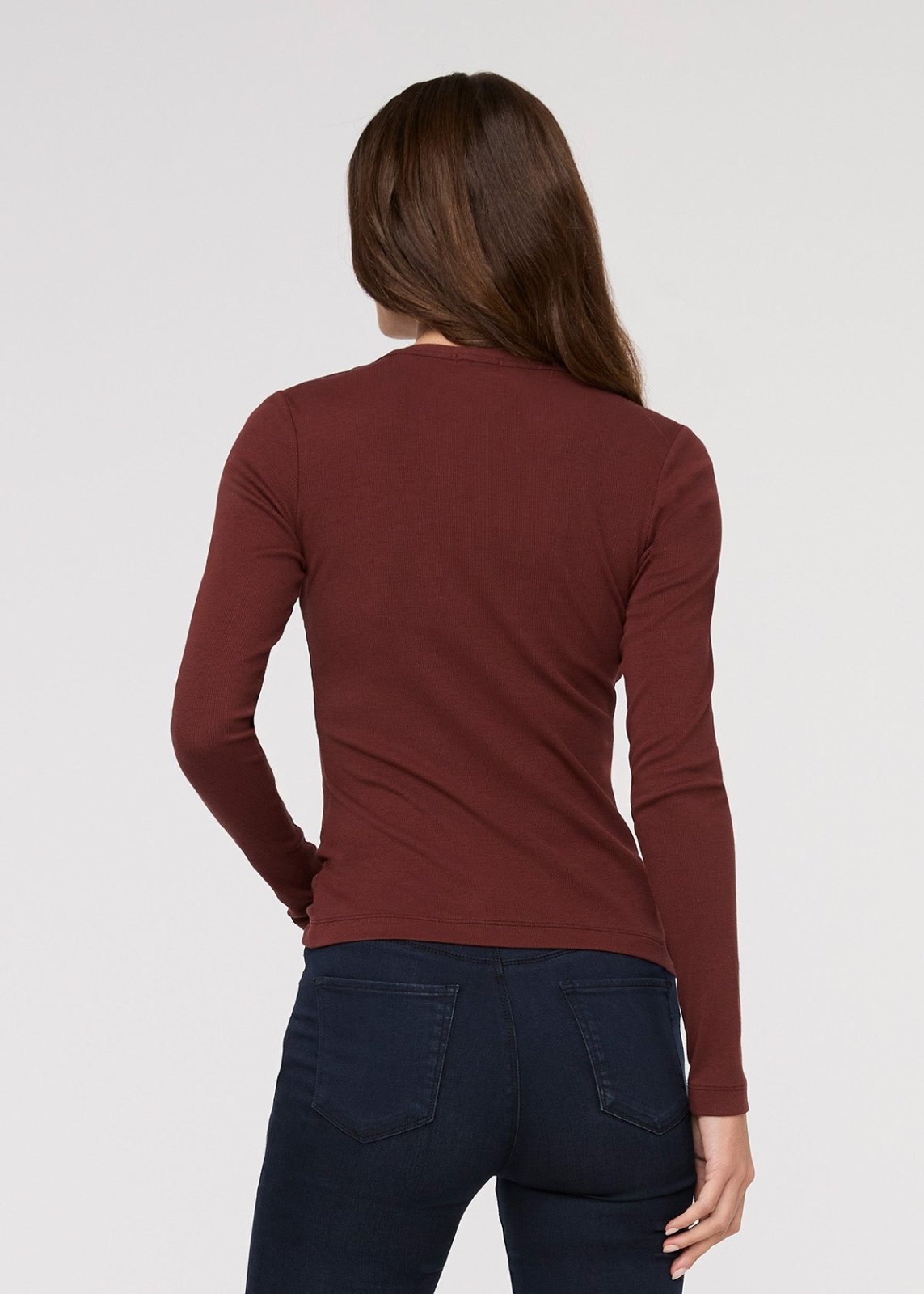 womens rich maroon fitted pima cotton long sleeve button down back