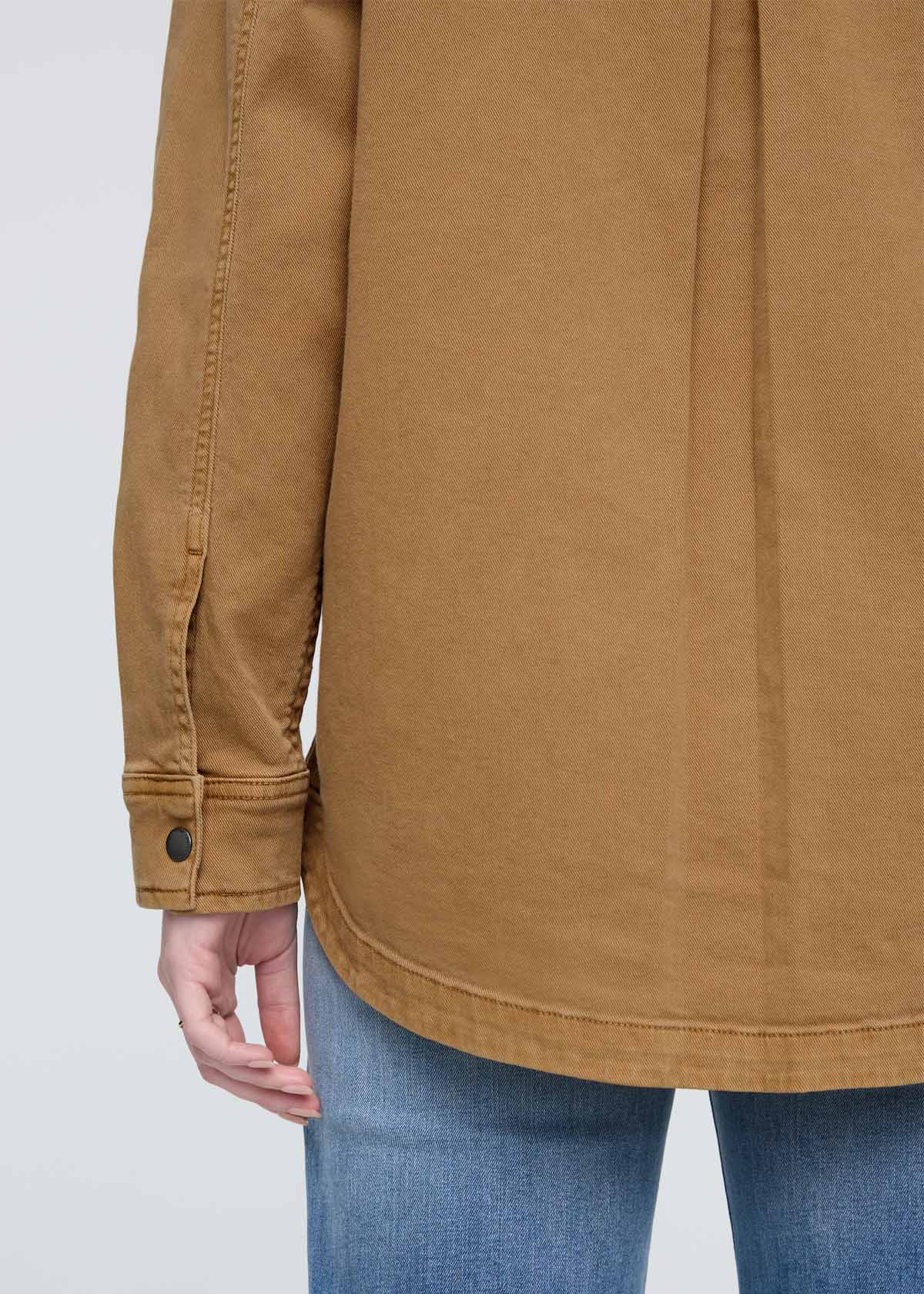 women's camel twill overshirt back hem