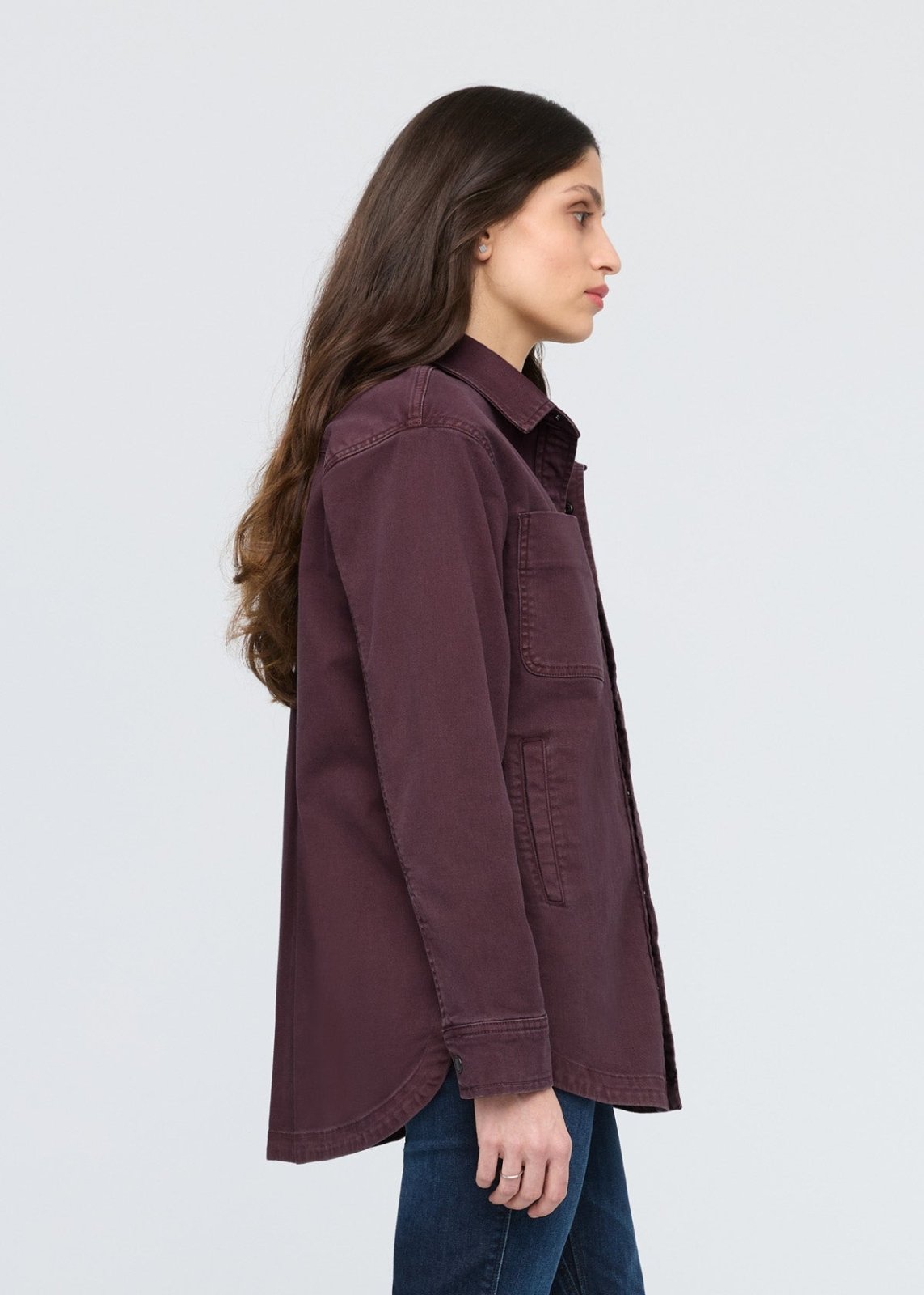 womens raisin twill overshirt side