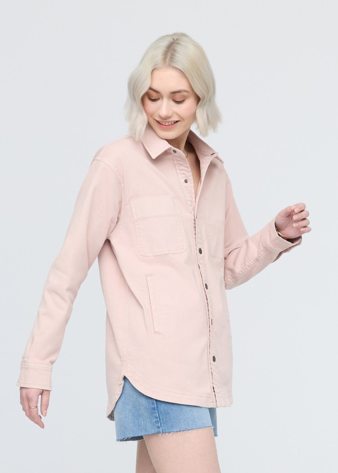 women's soft rose twill overshirt side